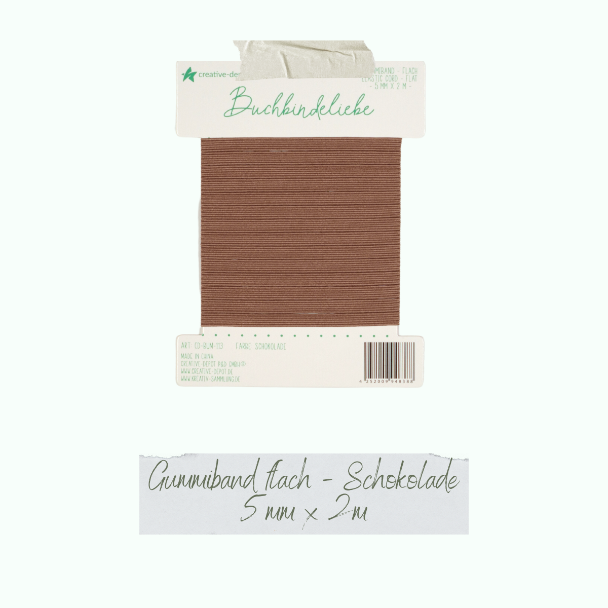 CD-BUM-113_Gummiband-flach-Schokolade Gummiband - Schokolade - flach - Buchbindeliebe