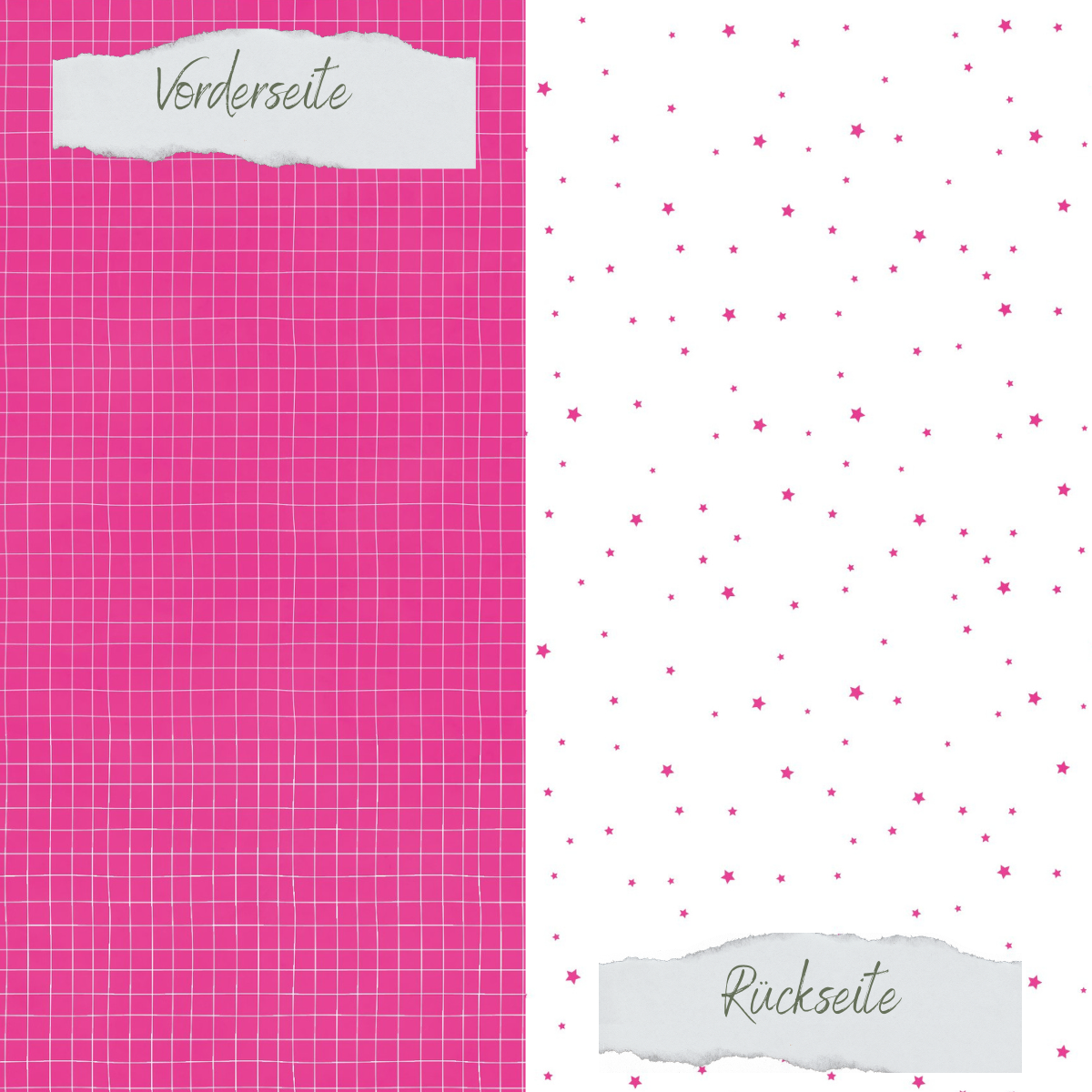 Papel de diseño - Basic - Sommerpink - Doodle Gitter + Sternchenregen - Doppelseitig bedruckt  
