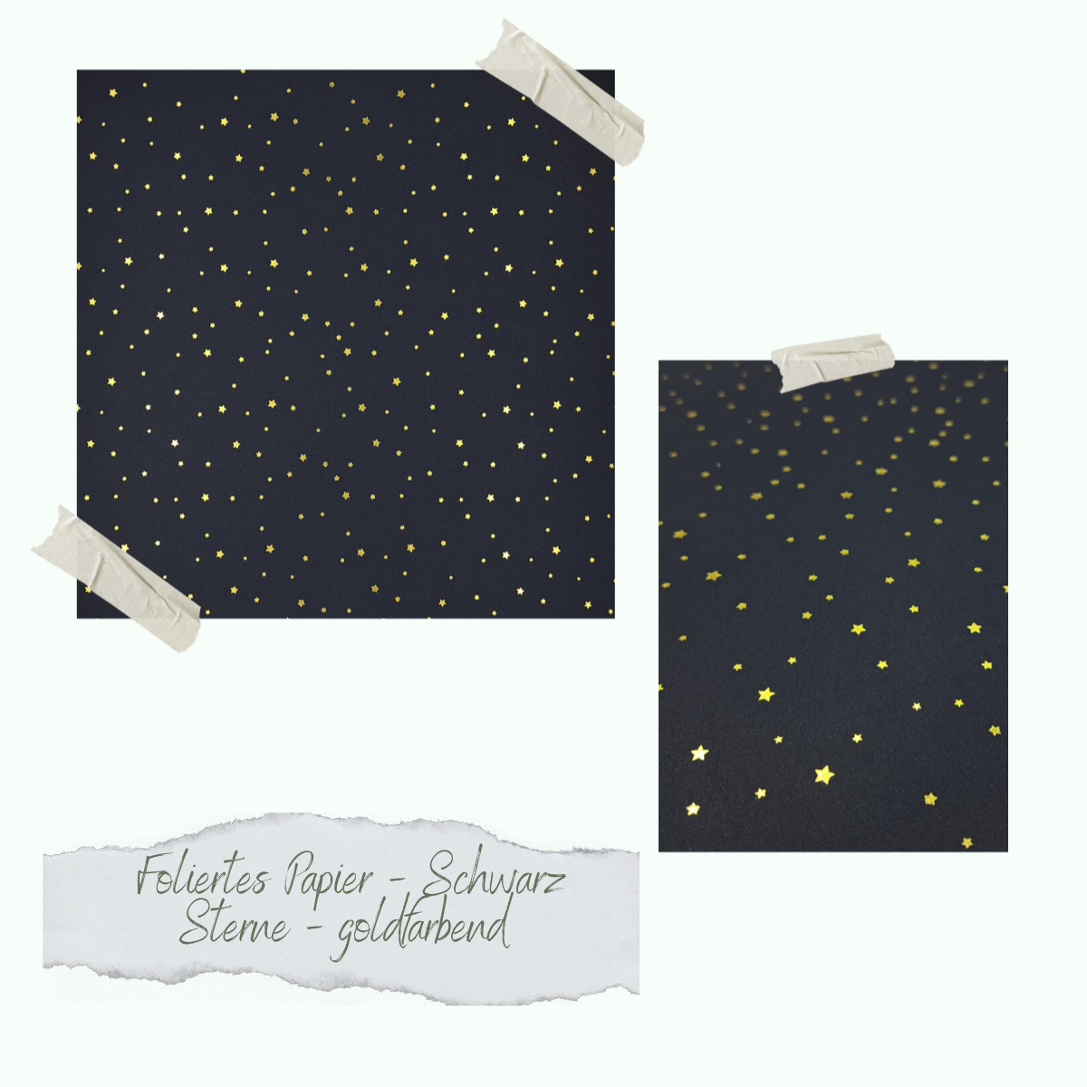 Foiled paper - Schwarz - Sterne - goldfarbend