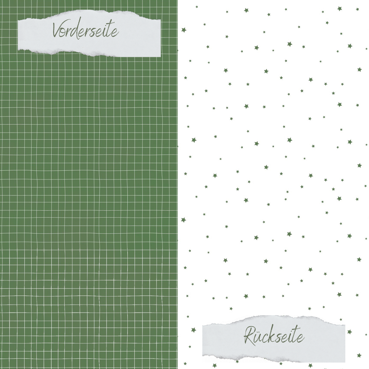 Designpapier - Basic - Olive - Doodle Gitter + Sternchenregen - Doppelseitig bedruckt   