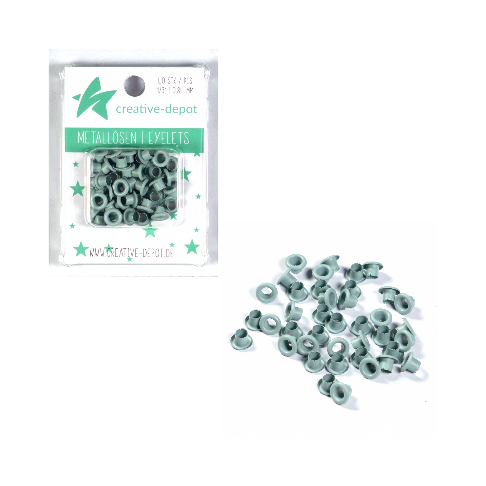 Eyelets - Graugrün - Matt - 8 mm