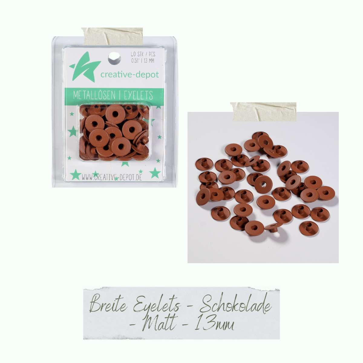 CD-EY-113_Breite-Eyelets-Schokolade-Matt-13mm Breite Eyelets - Schokolade - Matt - 13 mm