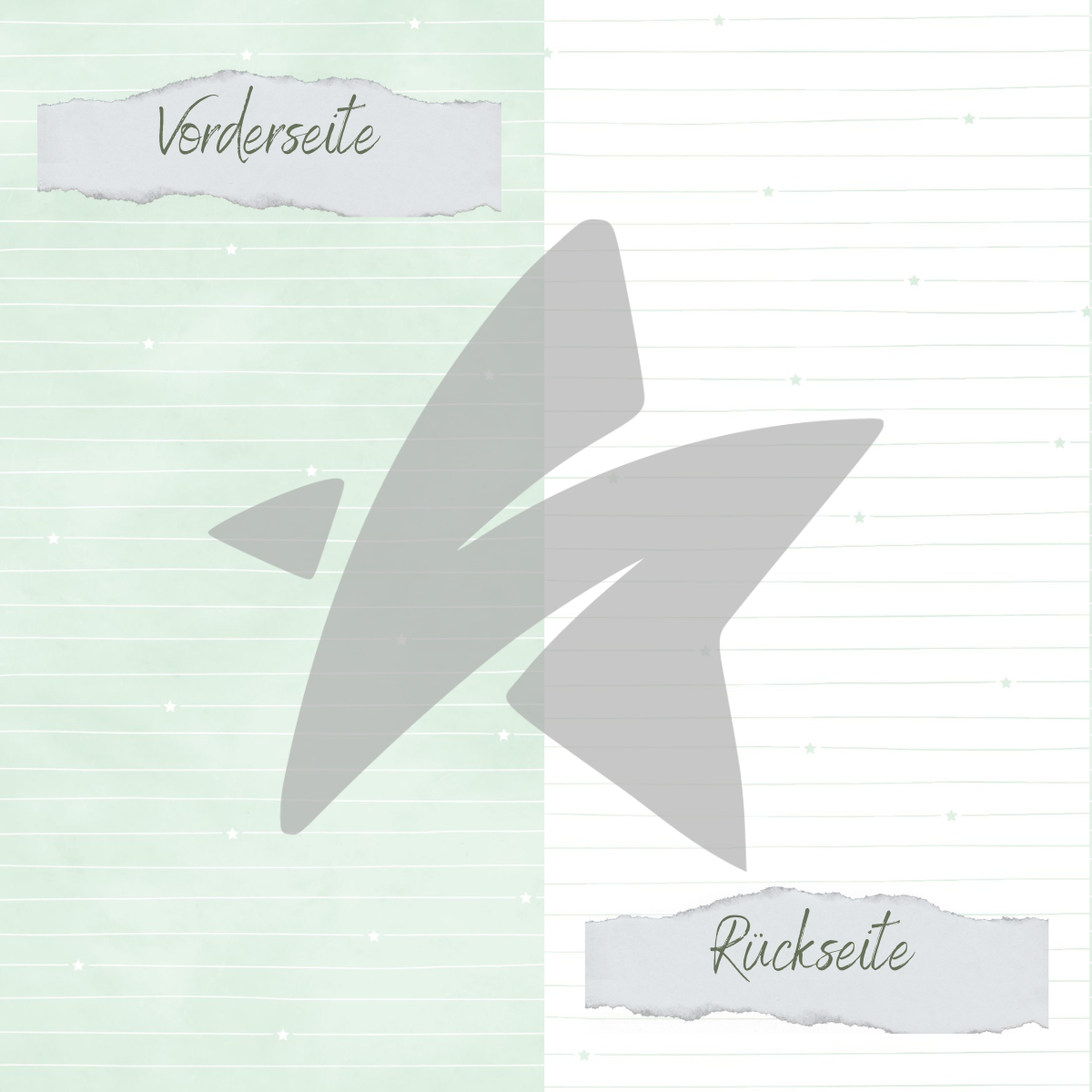 Design paper - Basic - Babymint - Doodle Linien mit Sternchen - Printed on both sides