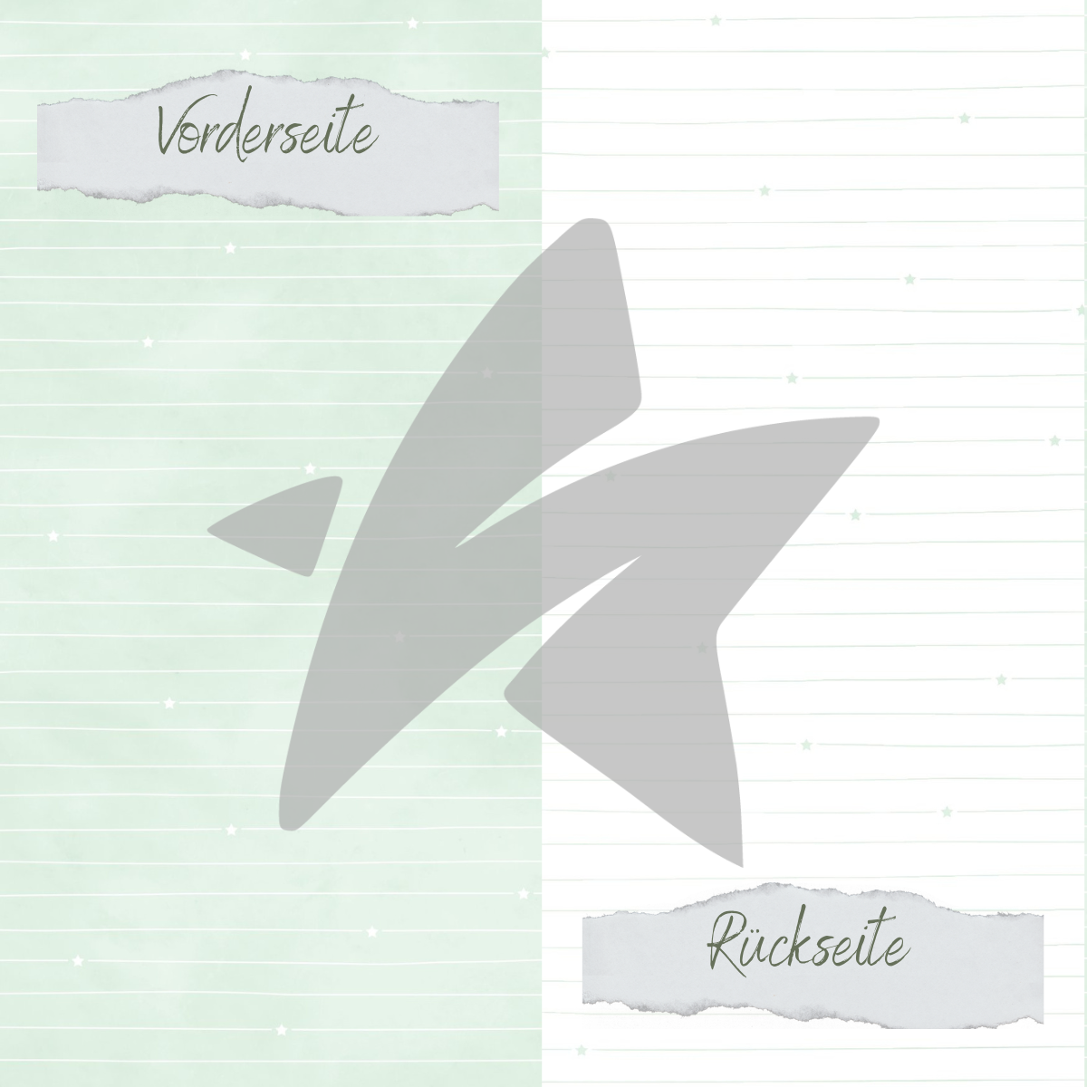 CD-BP-066 Papel de diseño - Basic - Babymint - Doodle Linien mit Sternchen - Impreso por las dos caras