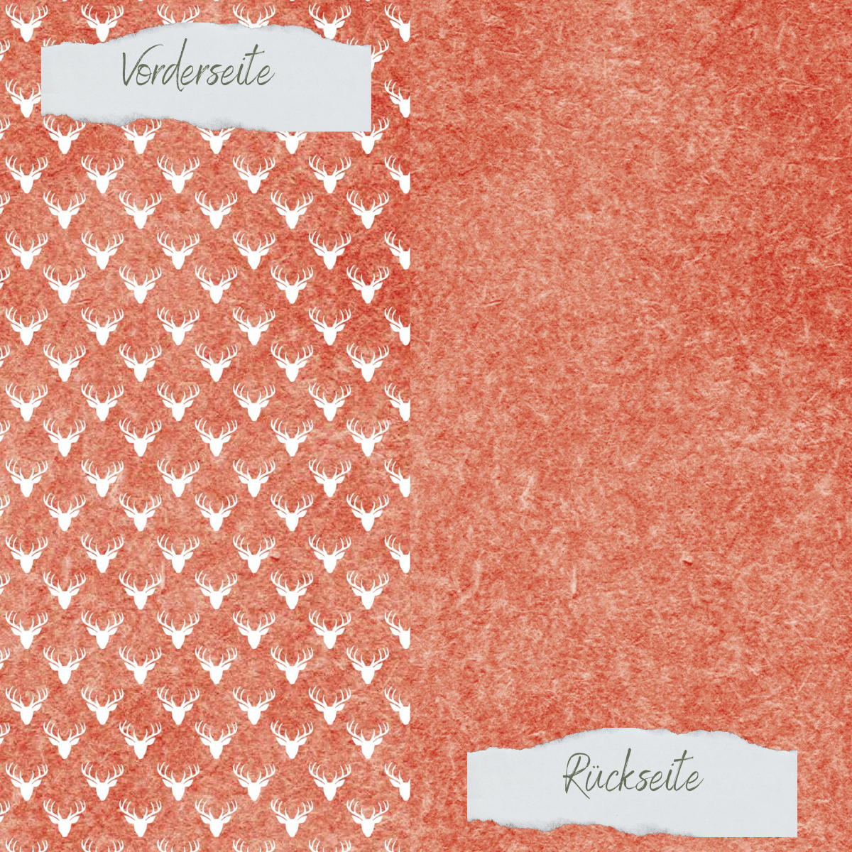 Designpapier - Scrapliebe - Dezembertagebuch - Hirschkopfmuster - Rot - Doppelseitig bedruckt