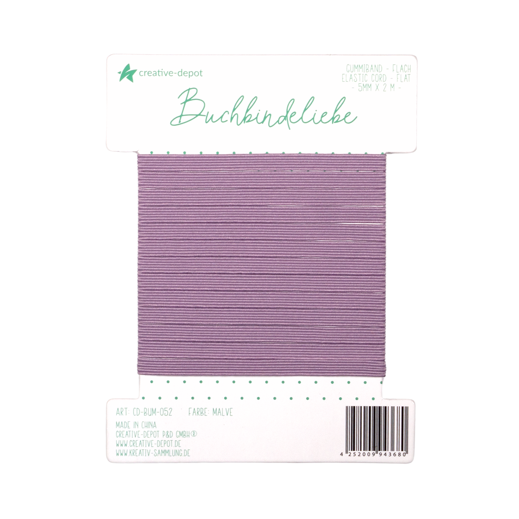 Gummiband - Malve - flach - Buchbindeliebe