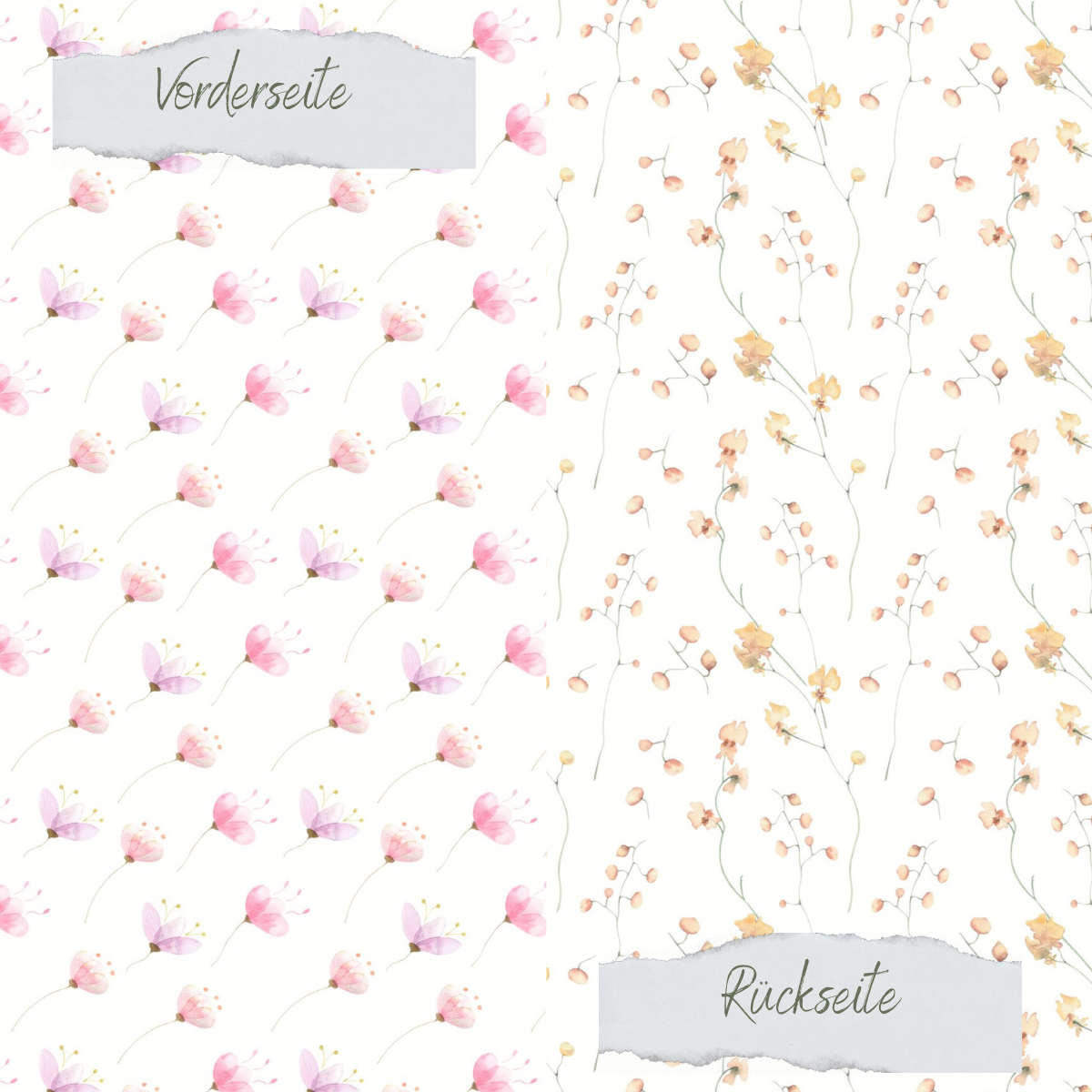 Designpapier - Rosa Blüten & Orchideen - Doppelseitig bedruckt