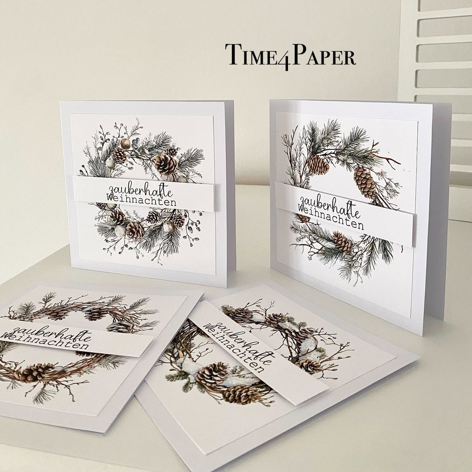 Designpapier - Großer Kartenaufleger - Winterkränze
