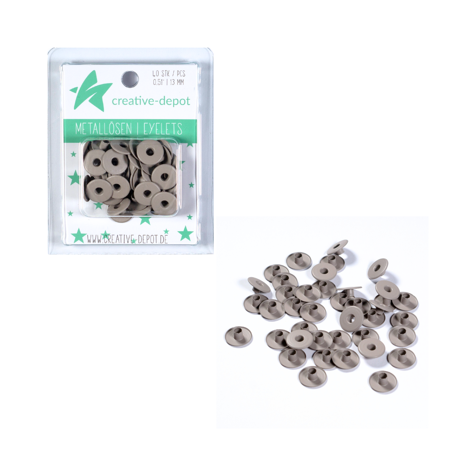 Breite Eyelets - Taupe - Matt - 13 mm