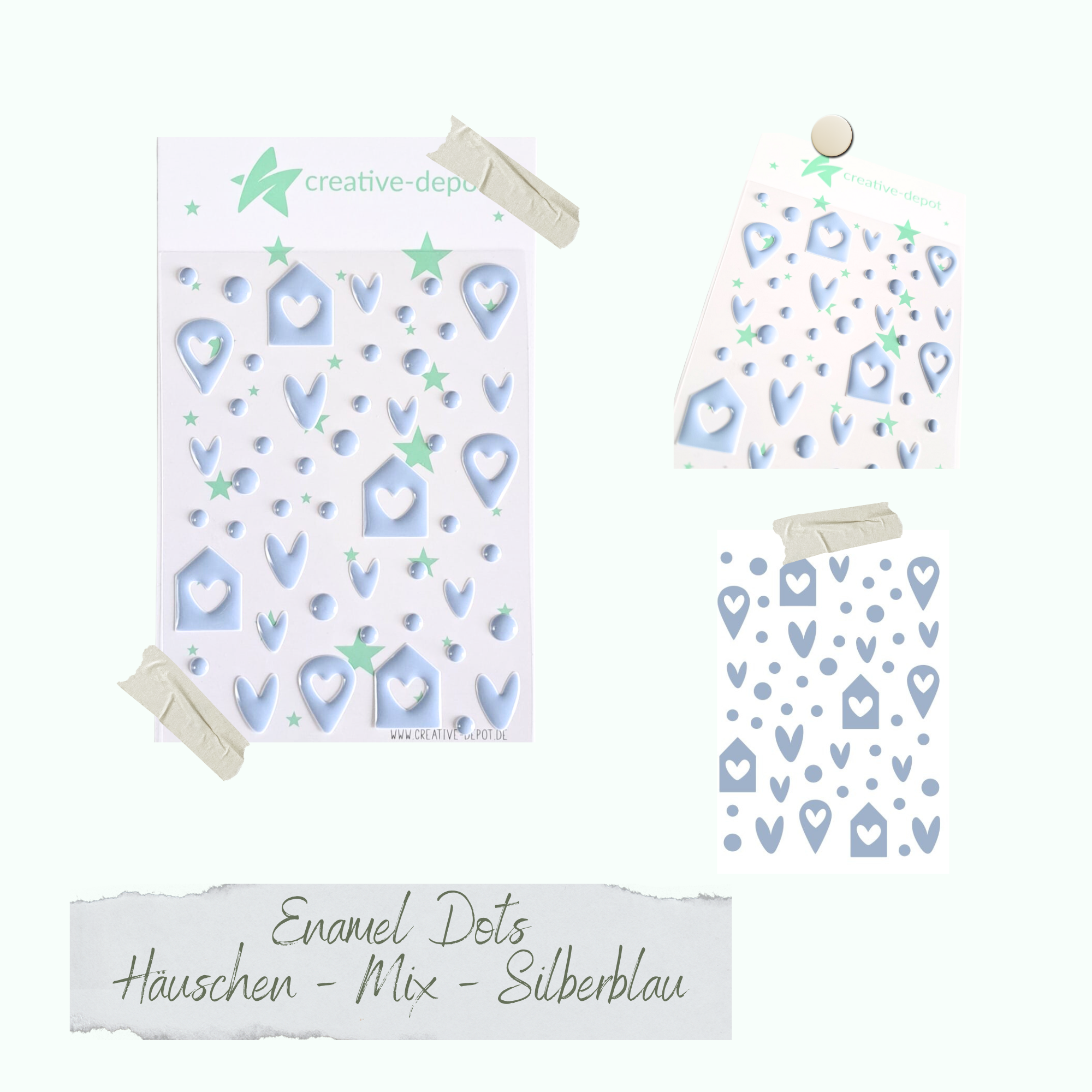 CD-ED-089 Enamel Dots - Häuschen Mix - Silberblau