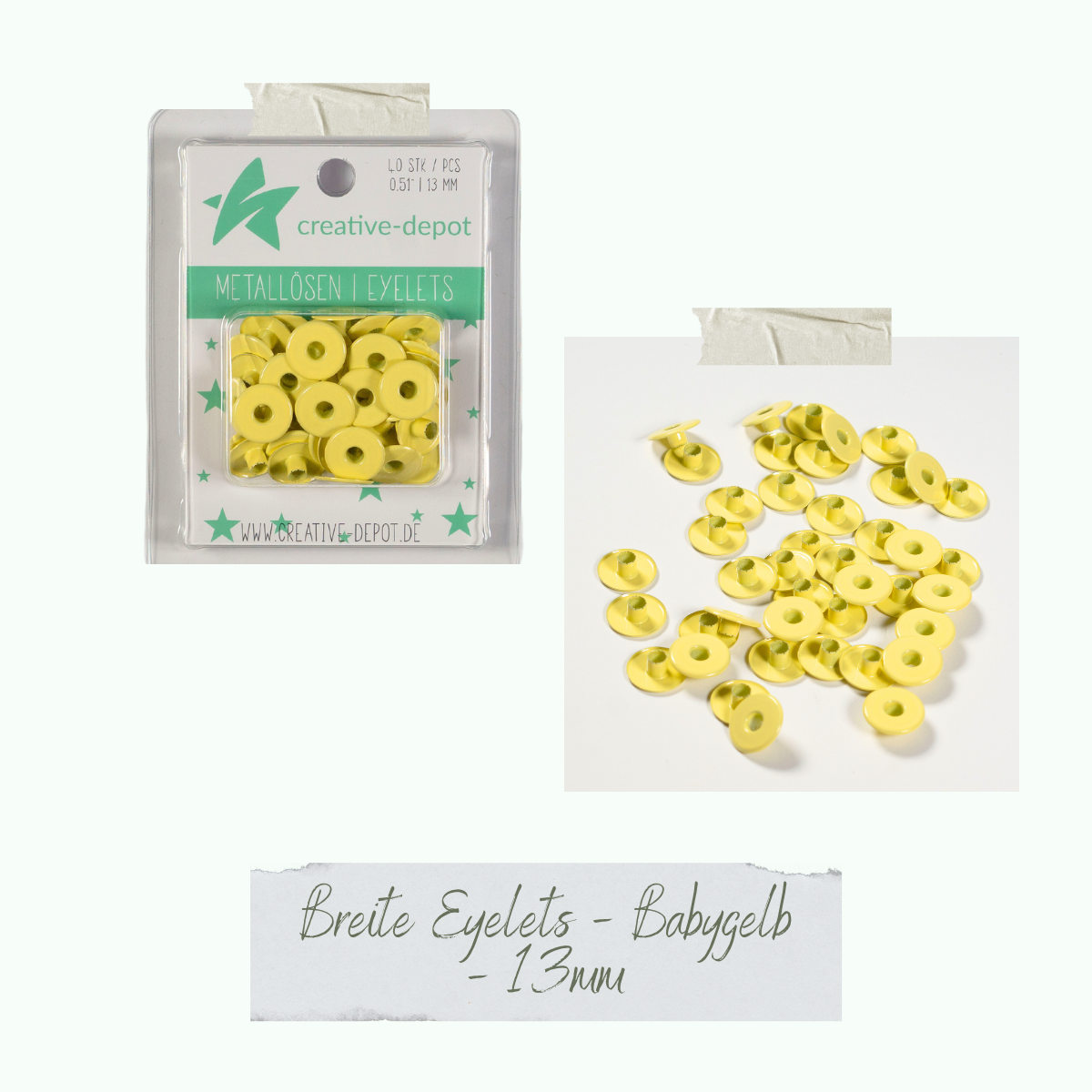 CD-EY-071_Breite-Eyelets-Babygelb-13mm Breite Eyelets - Babygelb - 13 mm