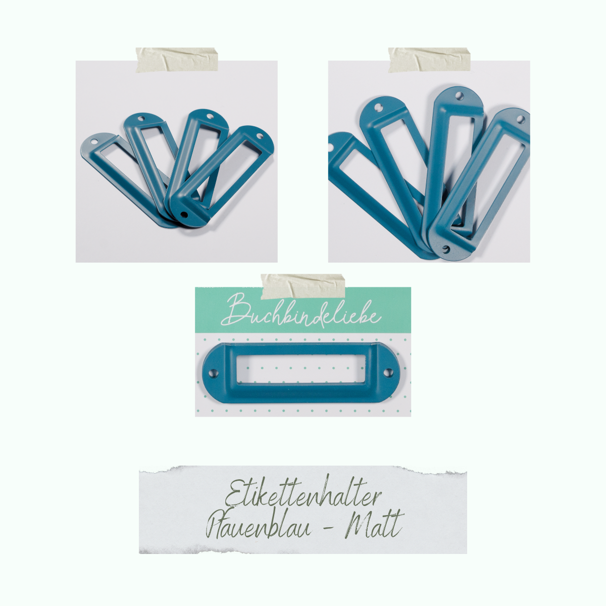 CD-BUM-023_Etikettenhalter-Pfauenblau-Matt Etikettenhalter - Pfauenblau - Matt - Buchbindeliebe
