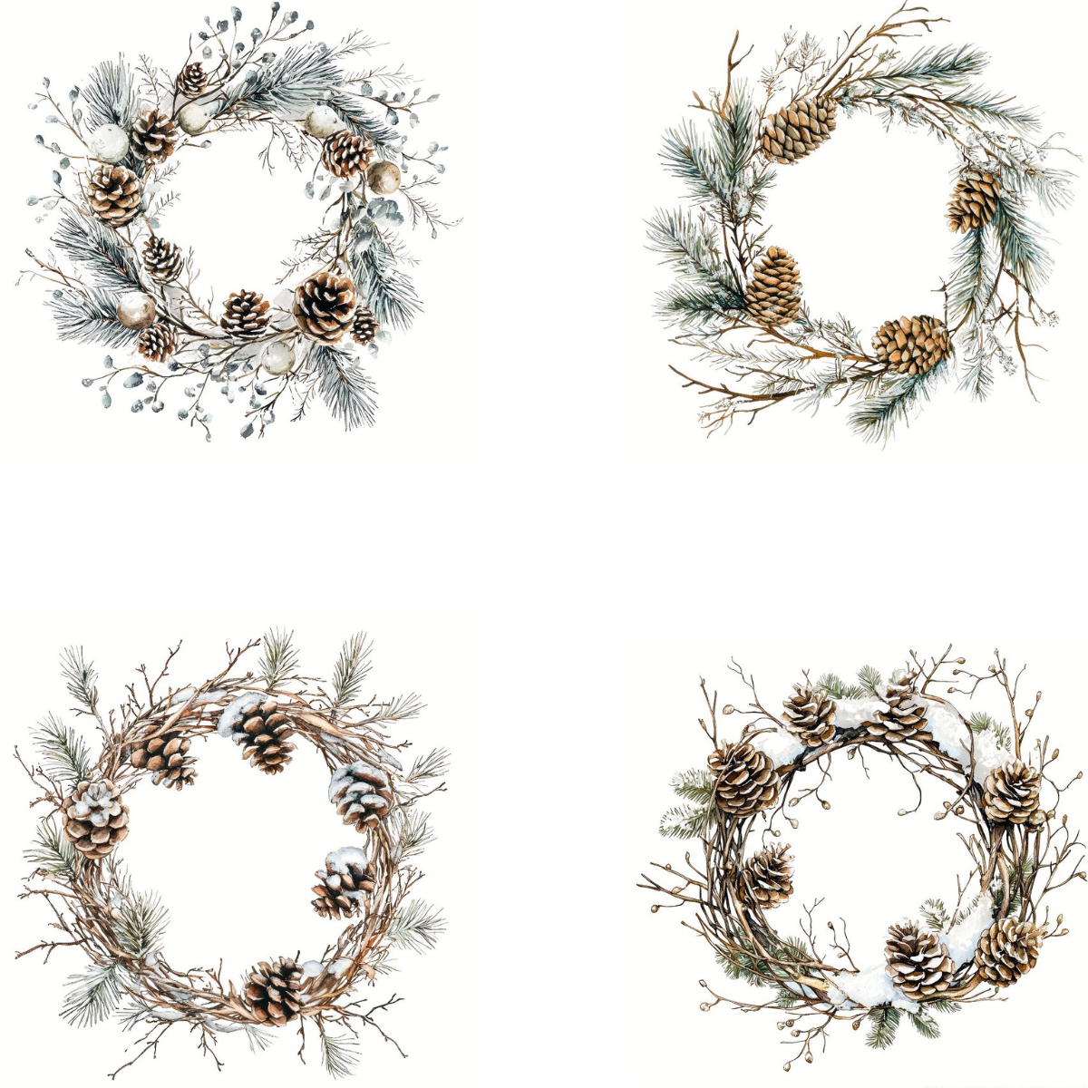 Designpapier - Großer Kartenaufleger - Winterkränze