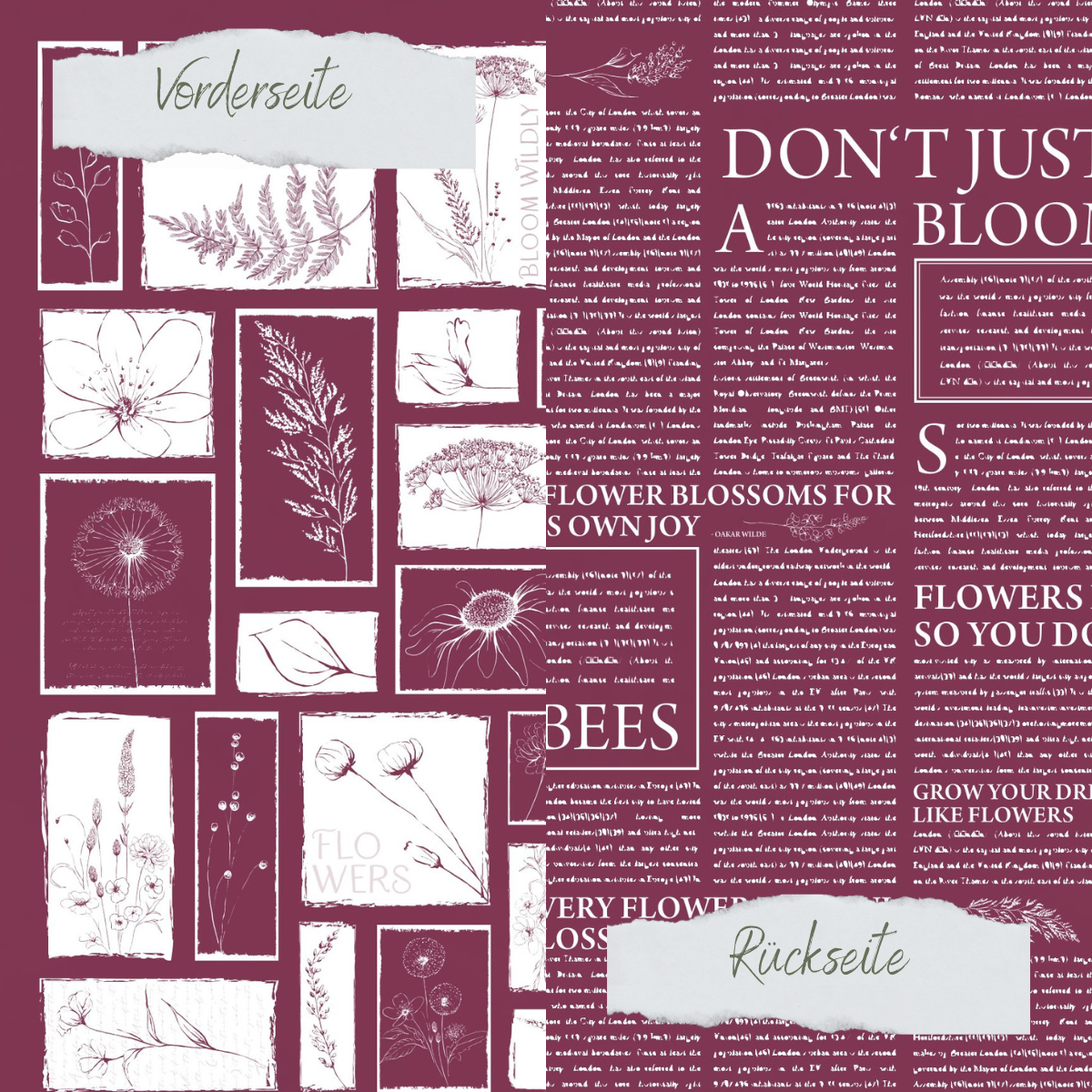 Papel de diseño - Basic - Herbstbeere - Newspaper + Wildflowers - Impreso por las dos caras Papel de diseño - Basic - Herbstbeere - Newspaper + Wildflowers - Impreso por las dos caras