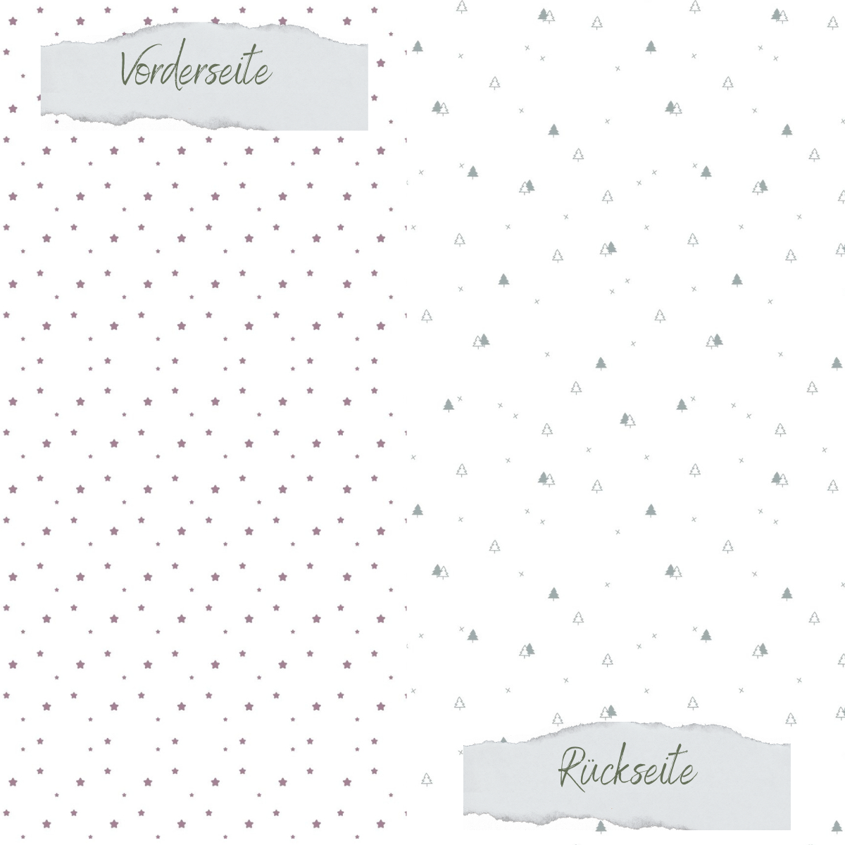 Designpapier - Coverpapier - Sterne & Tannenbäume - Doppelseitig bedruckt