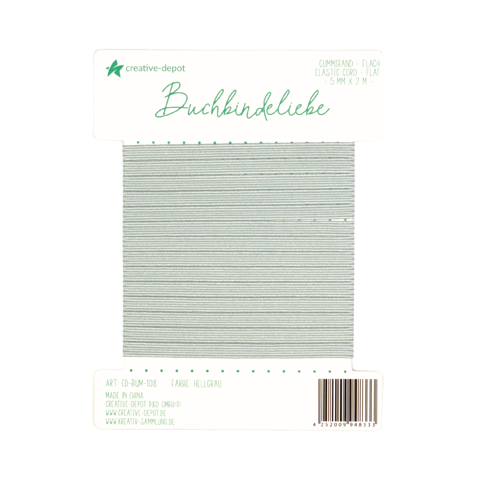 Gummiband - Hellgrau - flach - Buchbindeliebe