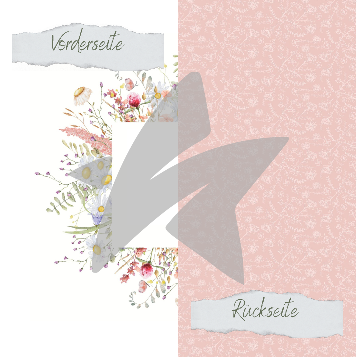 Designpapier - Wilde Blumen - Quadrat - Beidseitig bedruckt