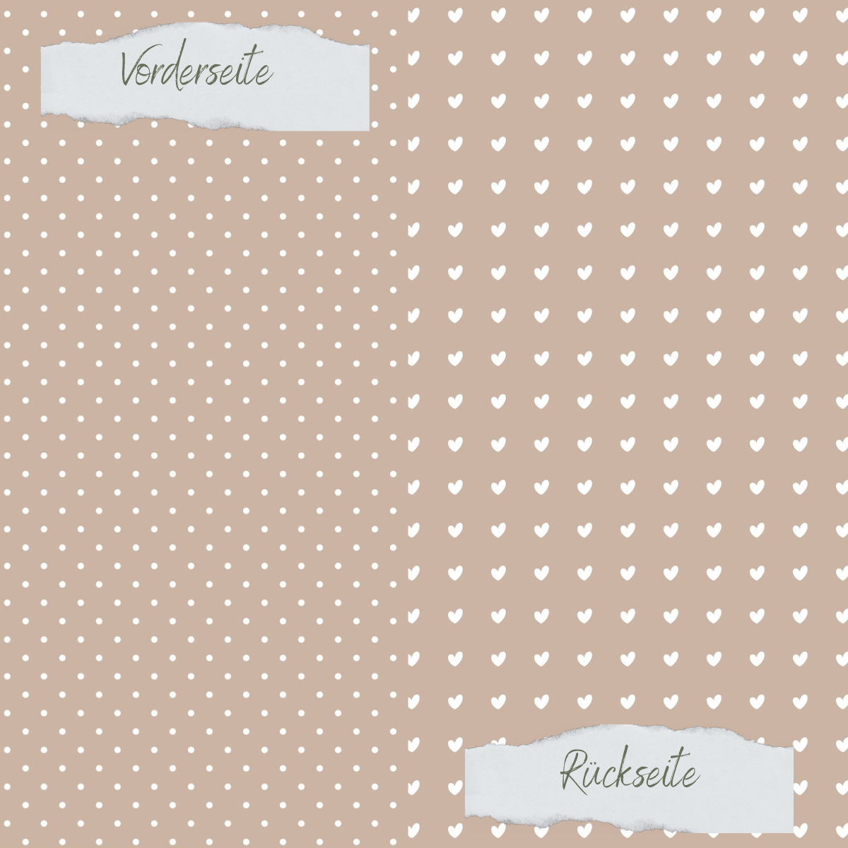 Papel de diseño - Basic - Latte - Pünktchen + Herzchen - Doppelseitig bedruckt