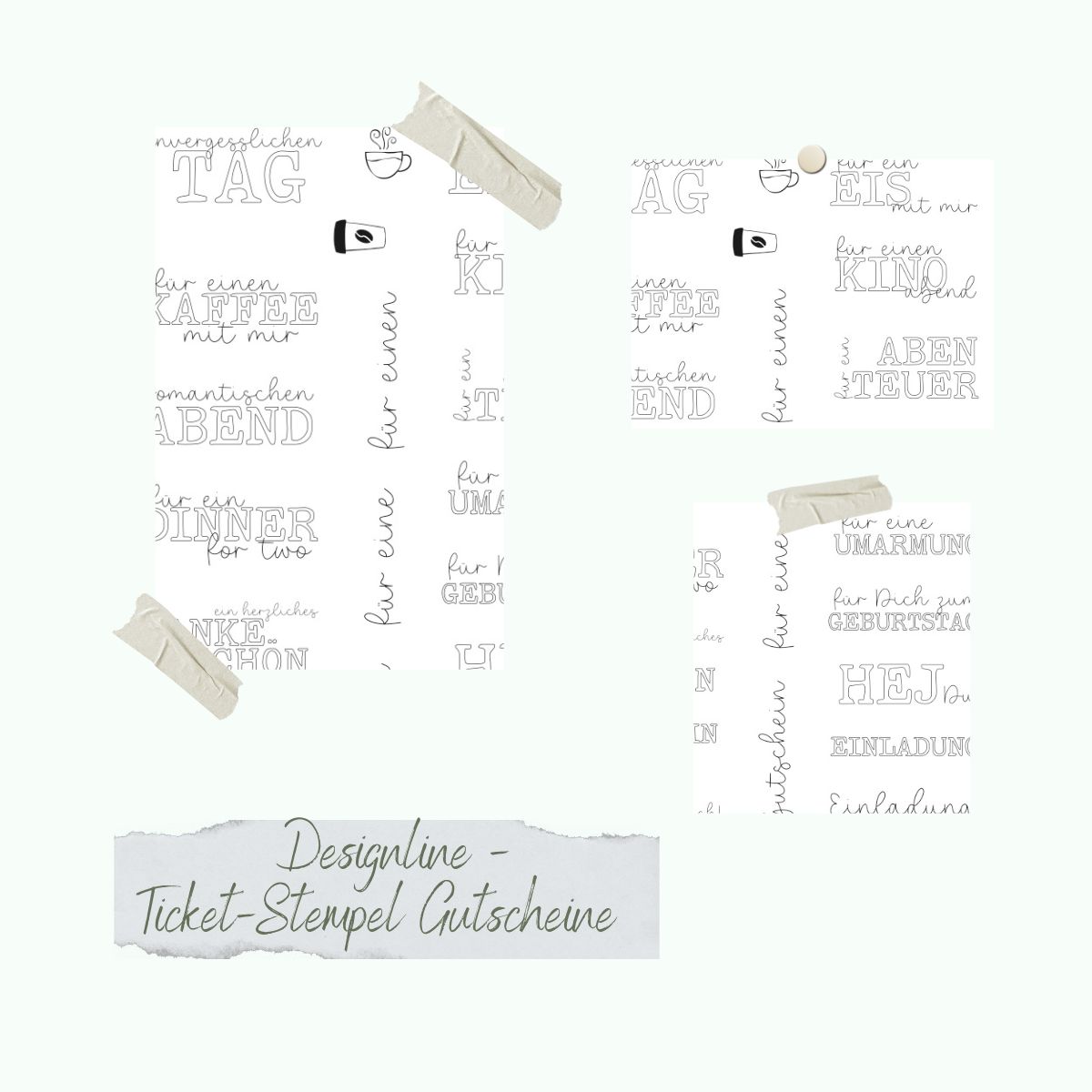 Set de tampons - Designline - Ticket-Stempel - Gutscheine