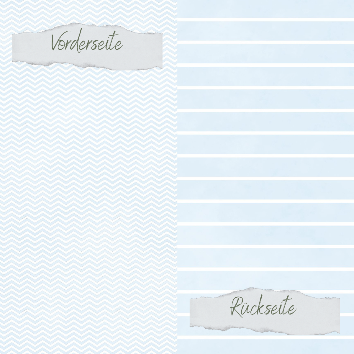 CD-BP-131 Papel de diseño - Basic - Baby Blau - Breite Linien + Zickzack - Impreso por las dos caras
