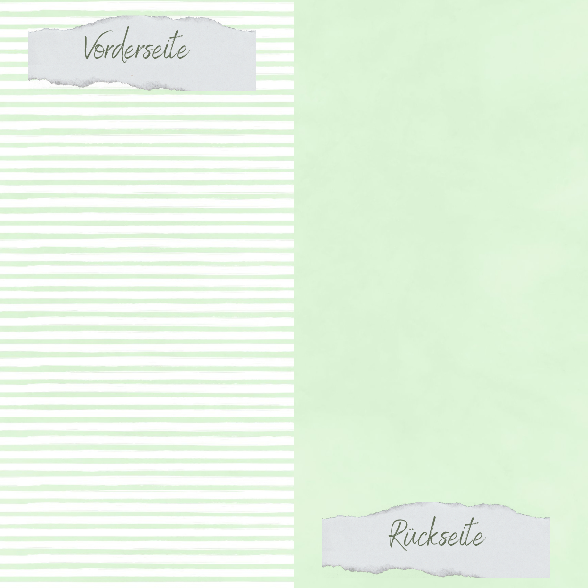 Designpapier - Basic - Seeglas - Streifen + Uni - Doppelseitig bedruckt