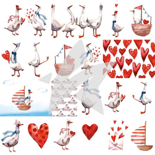 Designline-Verliebte-V-gel-K-rtchen Papel de diseño - Designline - Pájaros enamorados - Tarjetas