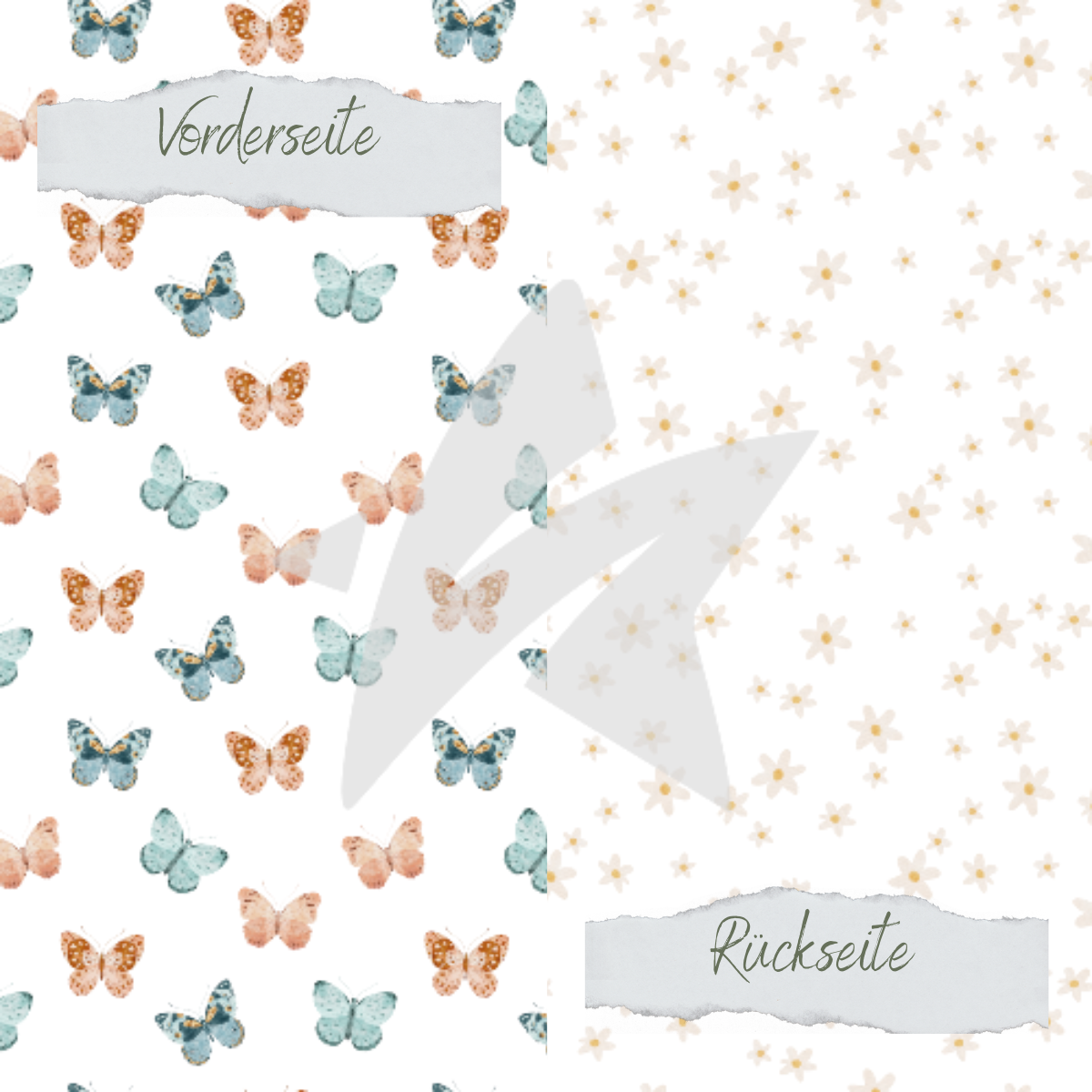 Boho-Sommer-II Designpapier Boho Sommer II Schmetterlinge Blumen Blüten