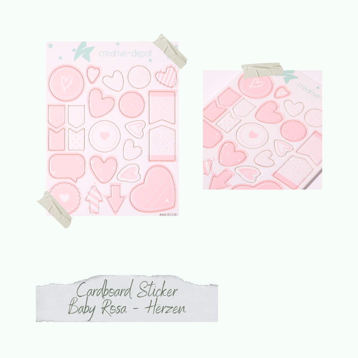 CD-CS-012_Cardboard-Sticker-Baby-Rosa-Herzen