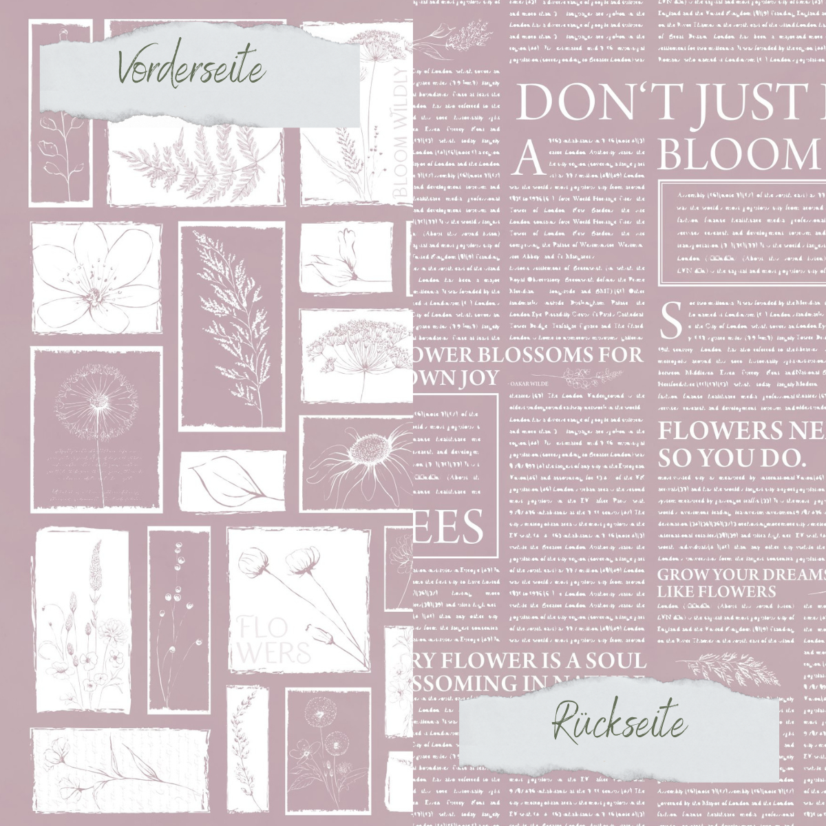 Papel de diseño - Basic - Heide - Newspaper + Wildflowers - Doppelseitig bedruckt Papel de diseño - Basic - Heide - Newspaper + Wildflowers - Doppelseitig bedruckt