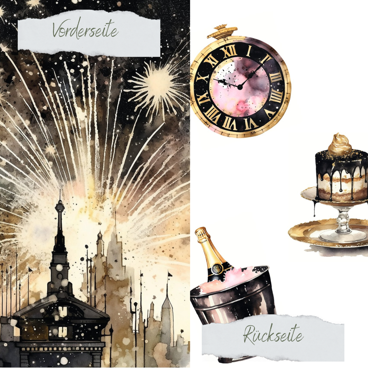 Papel de diseño - Silvester - Doppelseitig bedruckt Papel de diseño - Silvester - Doppelseitig bedruckt