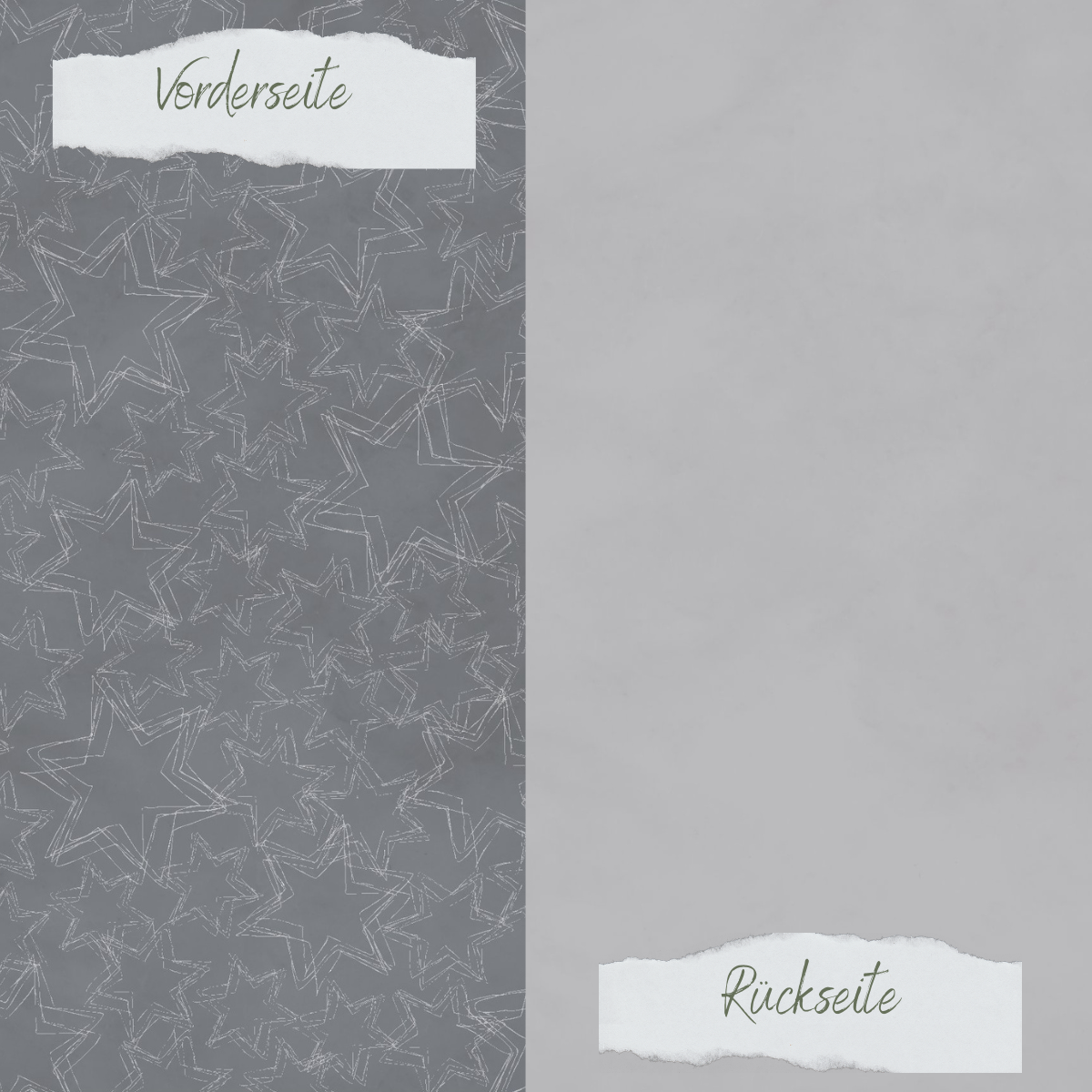 Designpapier - Basic - Dunkelgrau - Doodle Sterne + Uni hell - Doppelseitig bedruckt