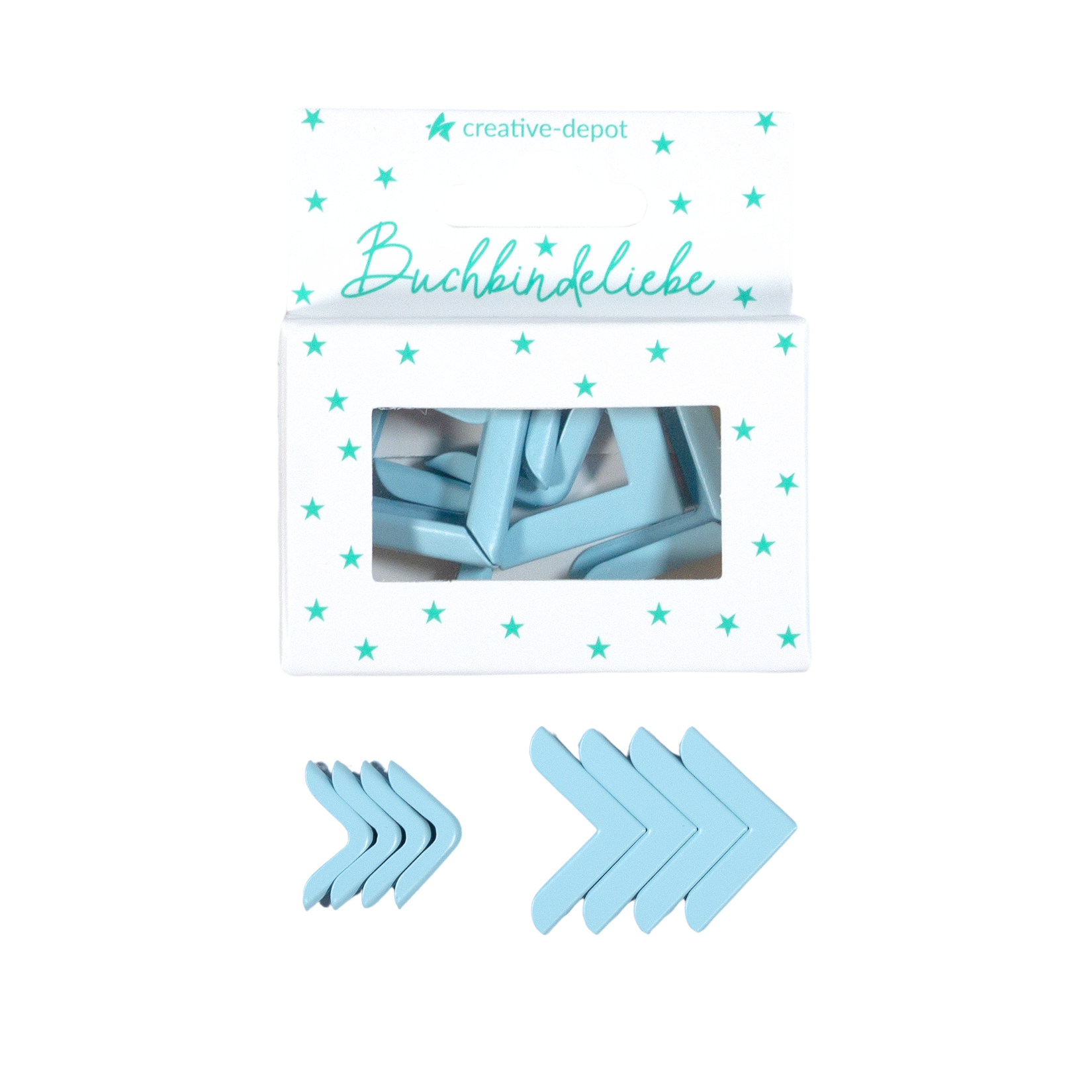 Buchecken - Baby Blau - Matt - Buchbindeliebe - 8 Stück