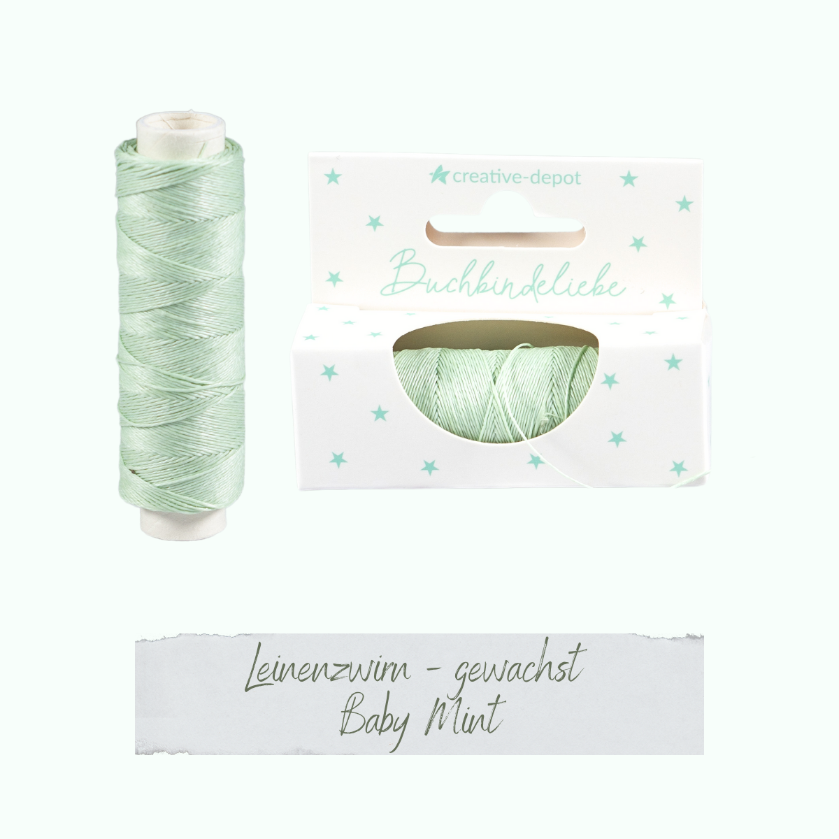 Leinenzwirn gewachst - Baby Mint - Buchbindeliebe Leinenzwirn gewachst - Baby Mint - Buchbindeliebe