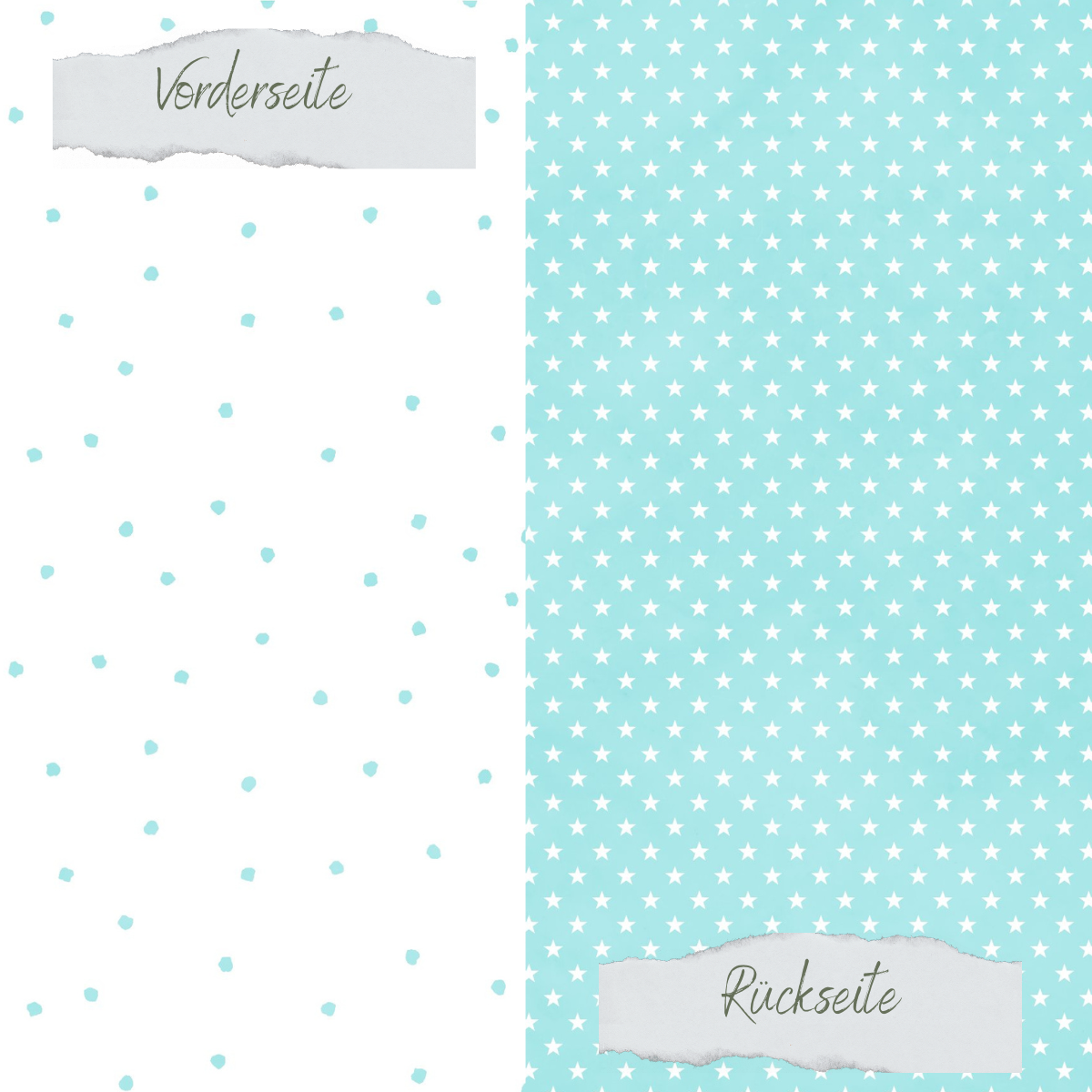 Designpapier - Basic - Meermint - Tupfen + Sternchen - Doppelseitig bedruckt 