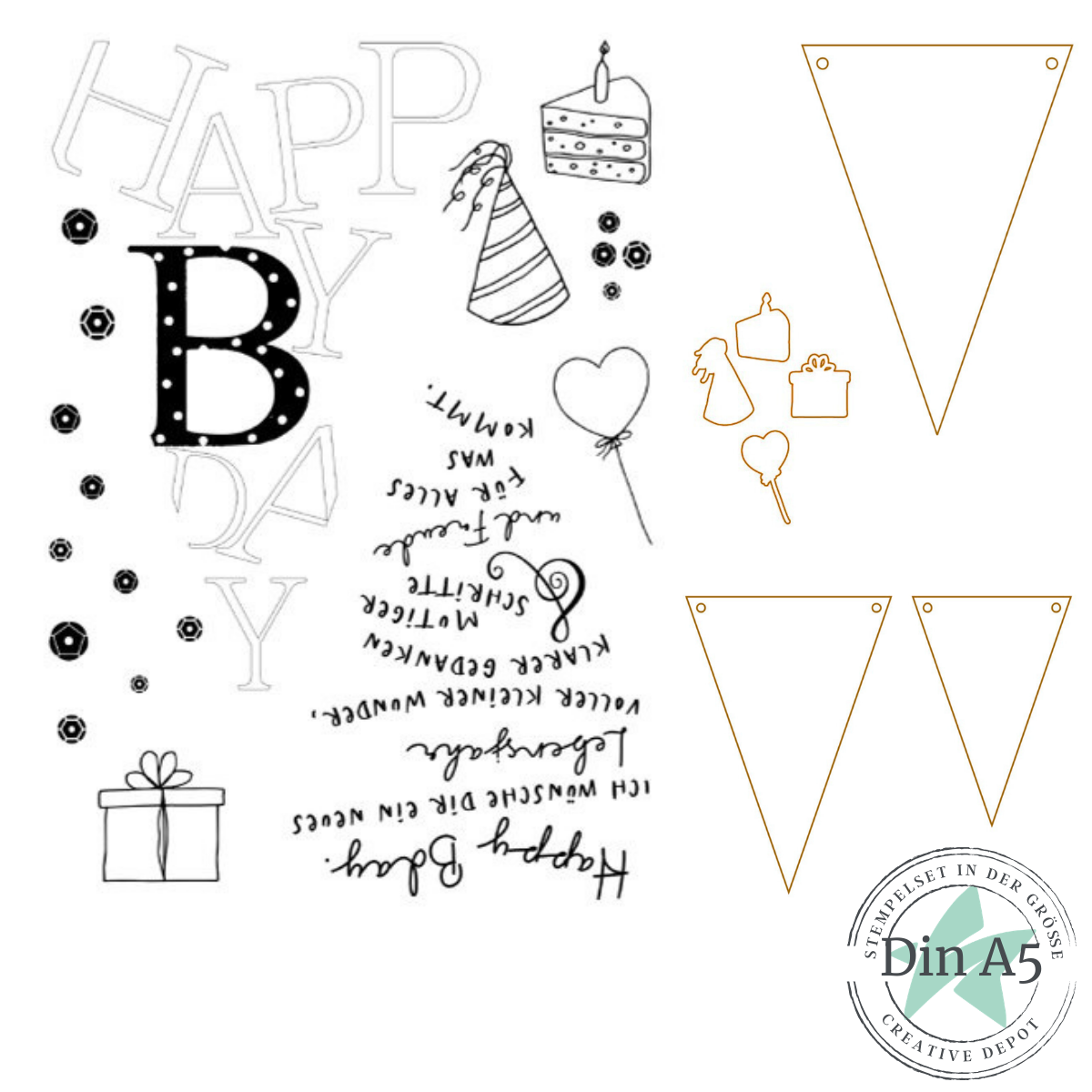 Bundle - Wimpel Happy Bday & Wimpelstanzen