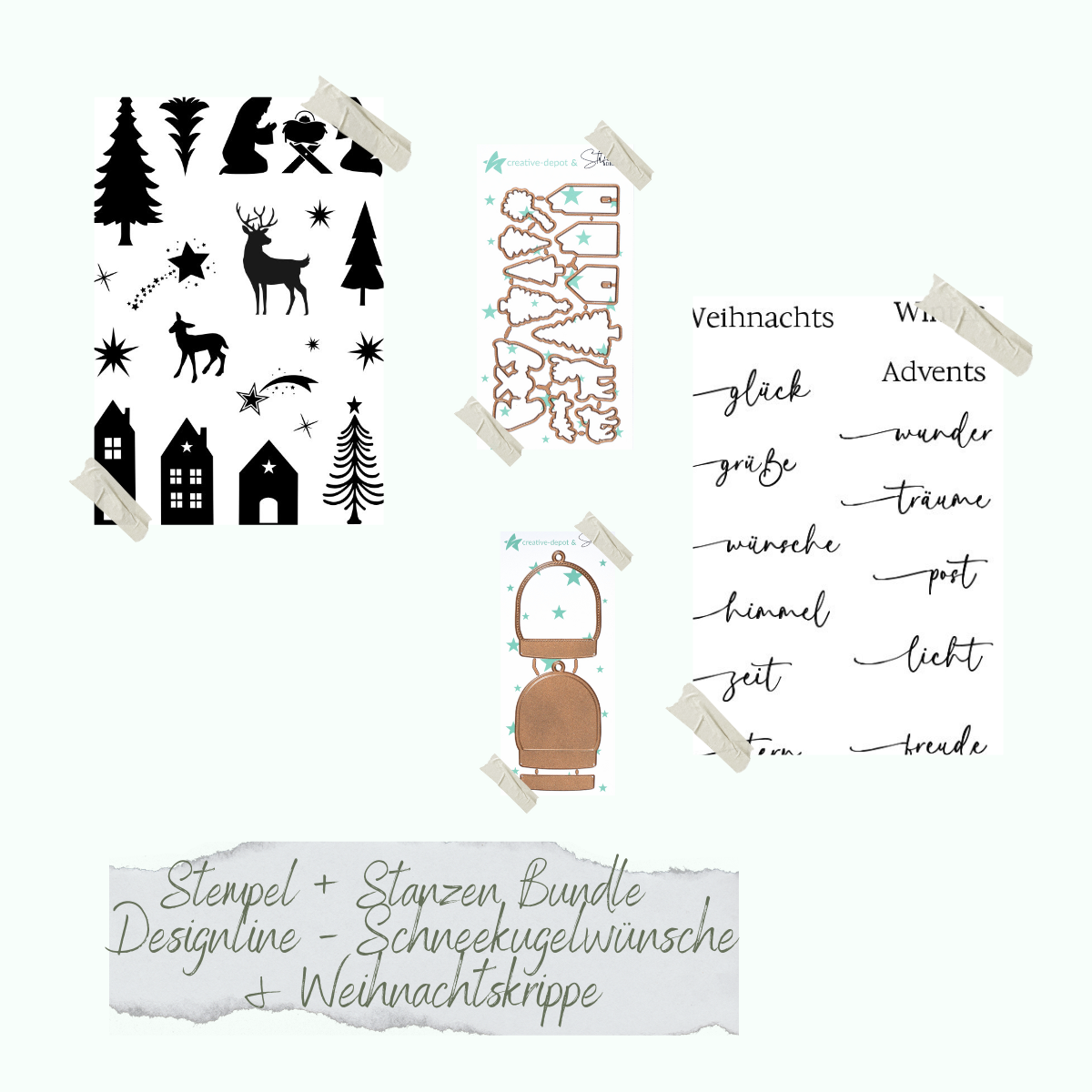 Bundle - Designline - Schneekugelwünsche & Weihnachtskrippe - Stempelset & Stanzen