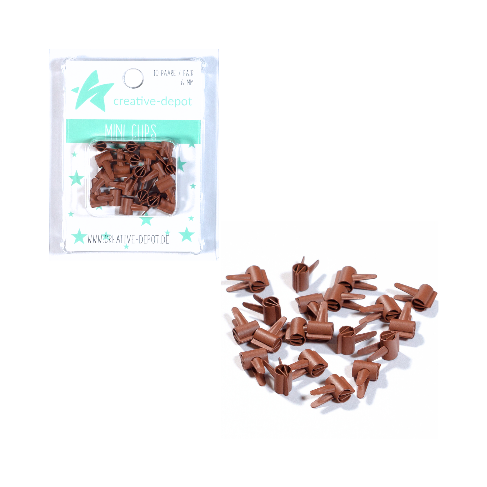 Mini Clip - Schokolade - Matt - 20 Stück