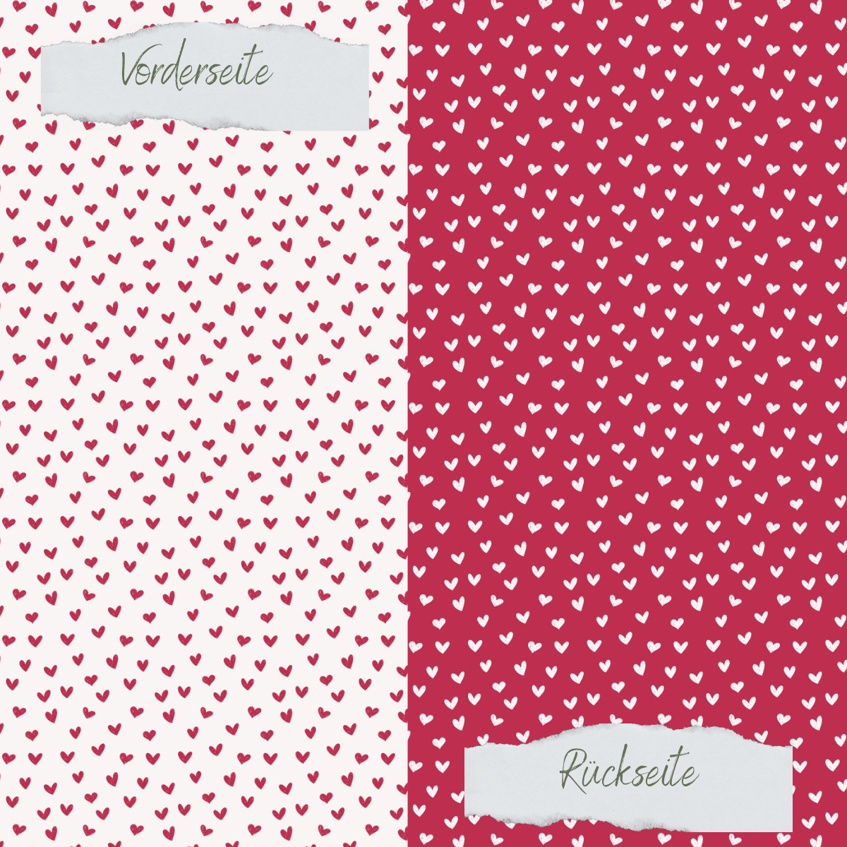 Papel decorativo - Rote Doodleherzen - Impreso por ambas caras