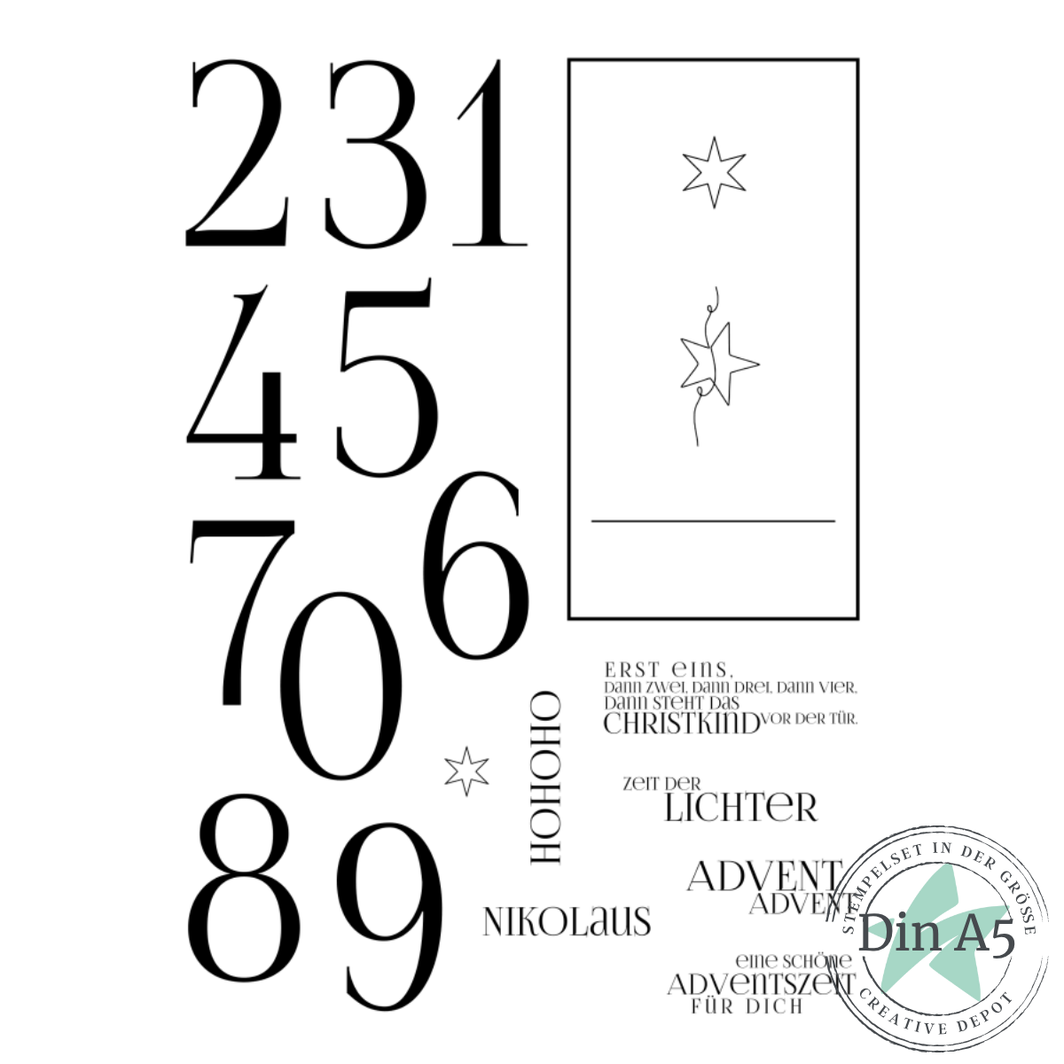 Stempelset - Elegante Adventskalender-Zahlen
