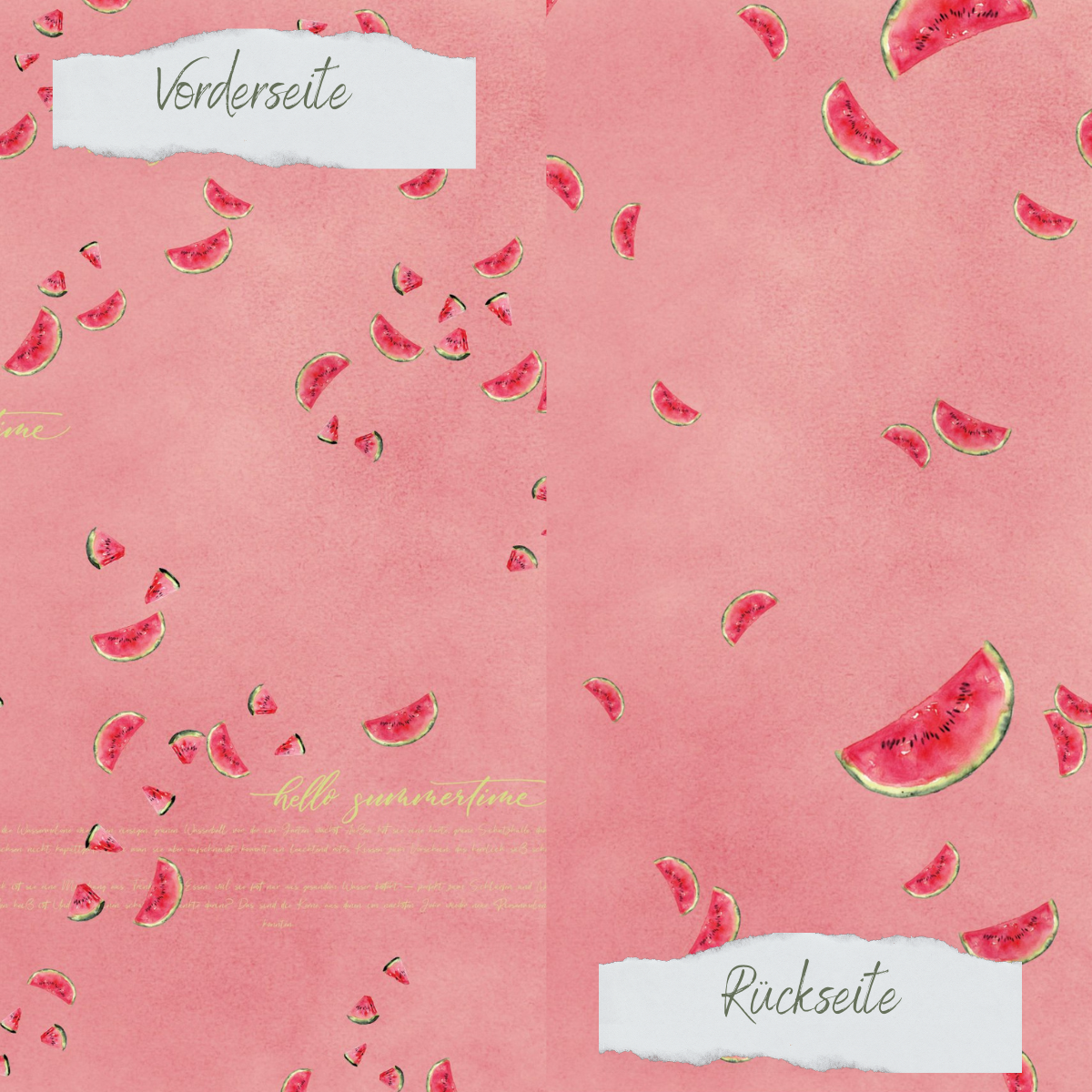 Designpapier - Wassermelonen I - Doppelseitig bedruckt