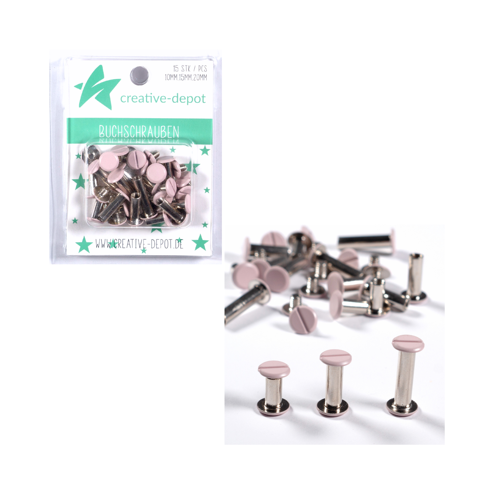 Buchschrauben - Pastell Flieder - Matt - 15 Stück