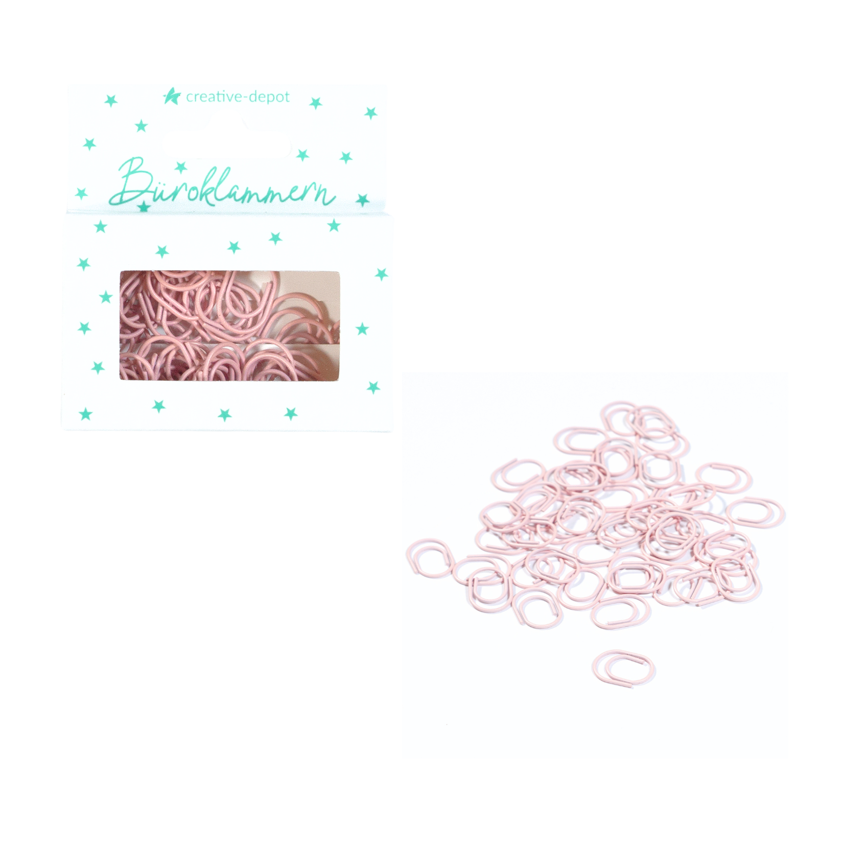 Büroklammer Oval - Kaugummi Rosa - Matt - 50 Stück