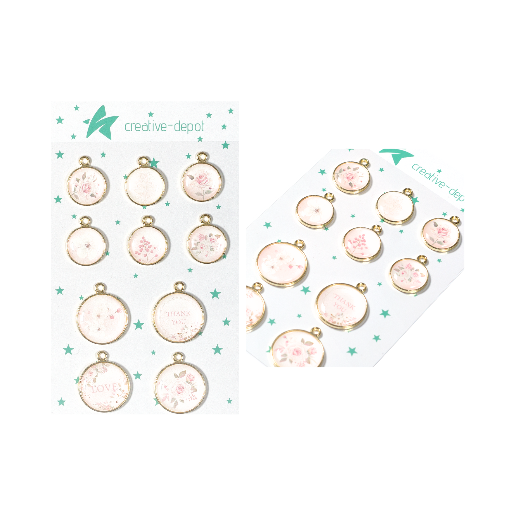 Epoxy Metall Anhänger - Rosa Blütentraum