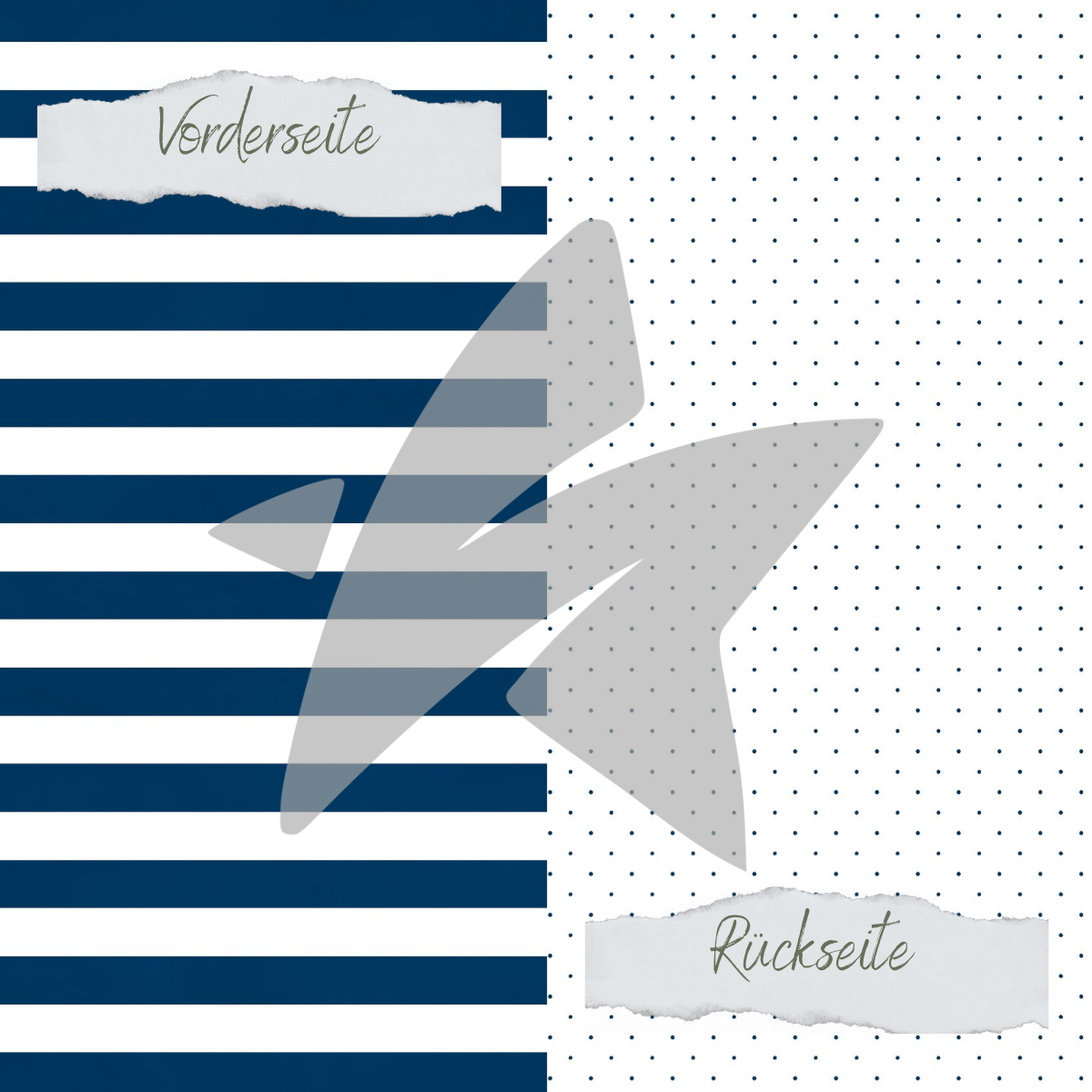 CD-BP-030 Designpapier - Basic - Marineblau - Gepunktet + Breite Streifen - Doppelseitig bedruckt