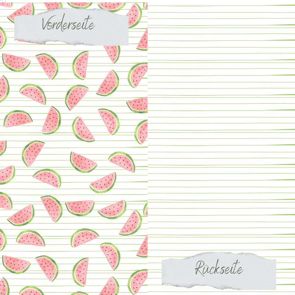 Papier décoratif - Wassermelonen & Streifen - Imprimé recto-verso