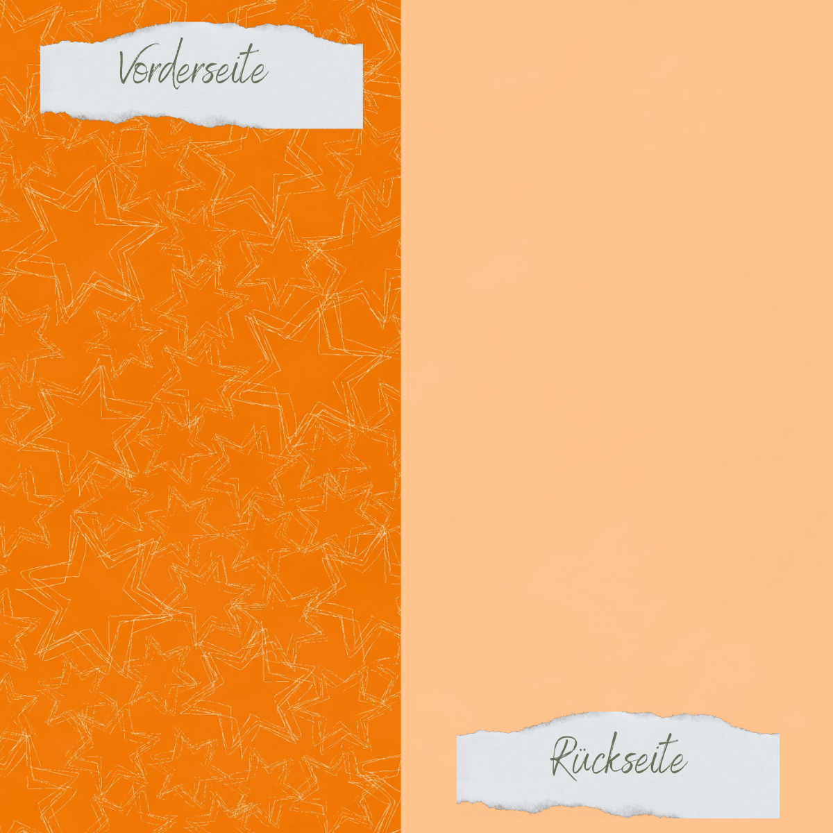 Papier à dessin - Basic - Herbstorange - Doodle Sterne + Uni hell - Doppelseitig bedruckt