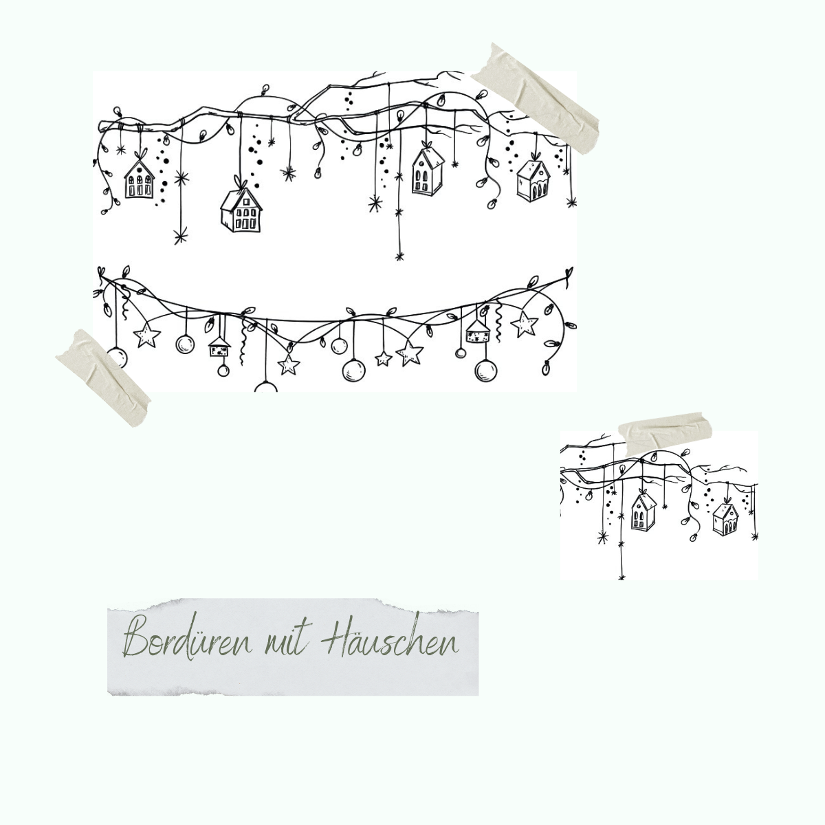 Stempelset - Bordüren mit Häuschen