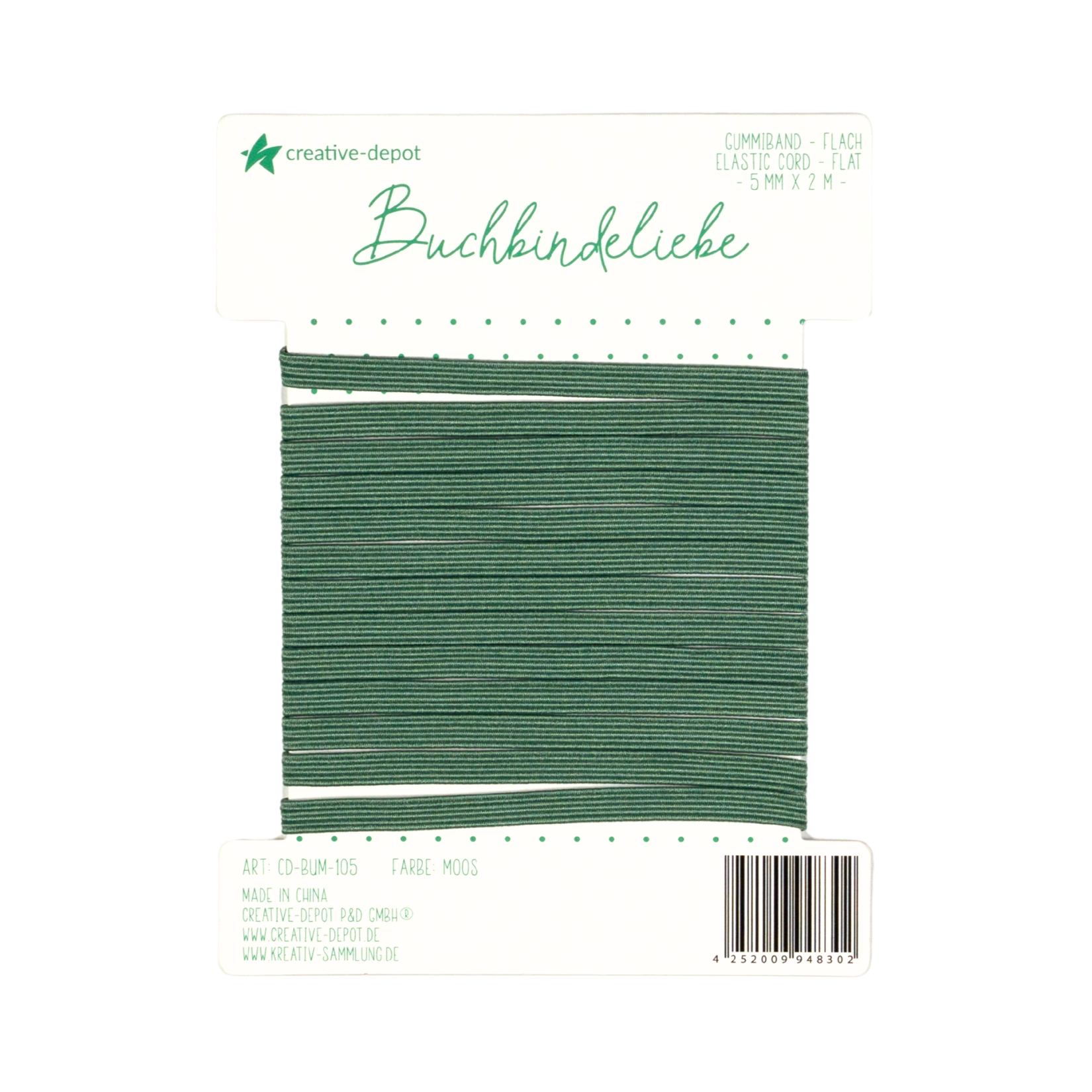 Gummiband - Moos - flach - Buchbindeliebe