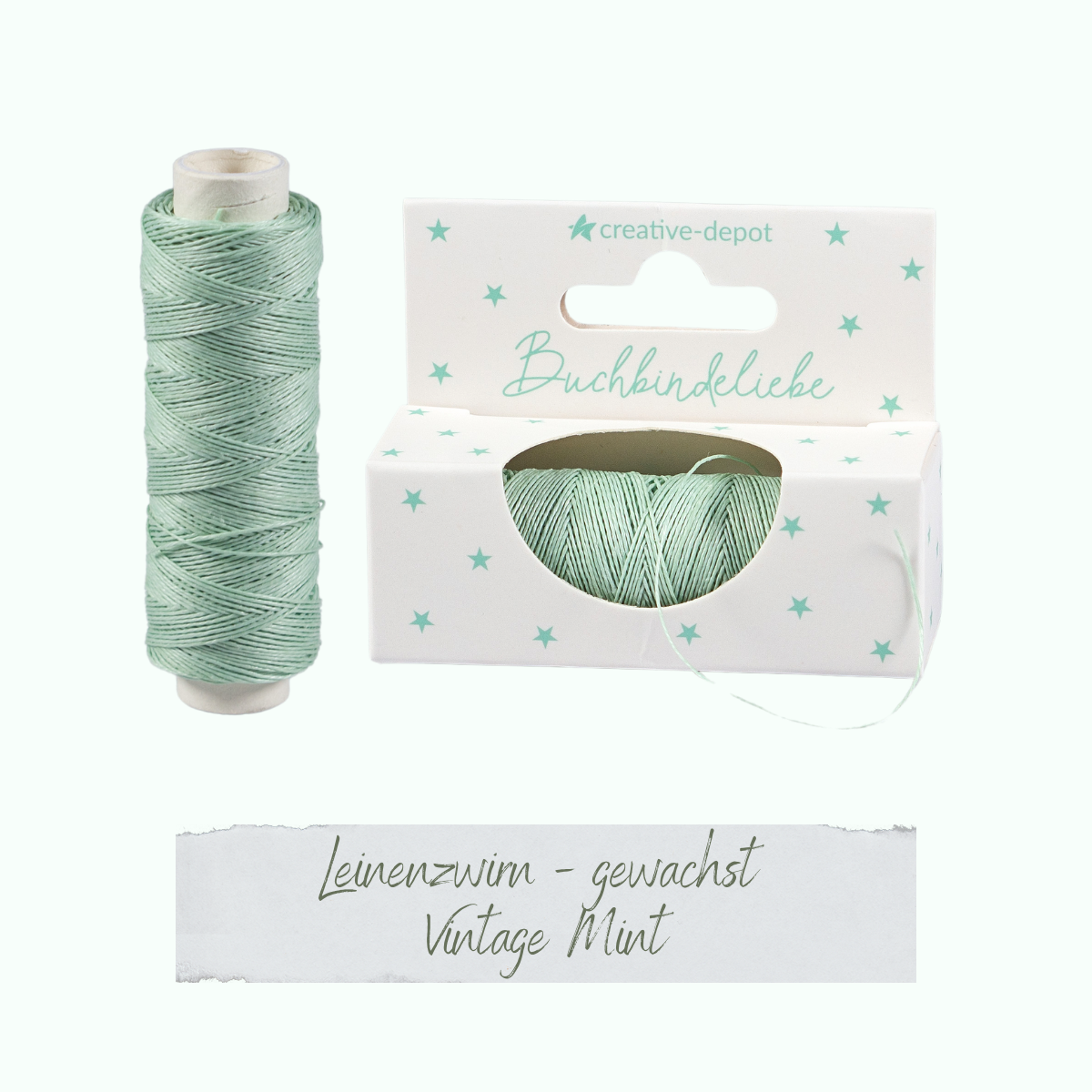 Leinenzwirn gewachst - Vintage Mint - Buchbindeliebe Leinenzwirn gewachst - Vintage Mint - Buchbindeliebe