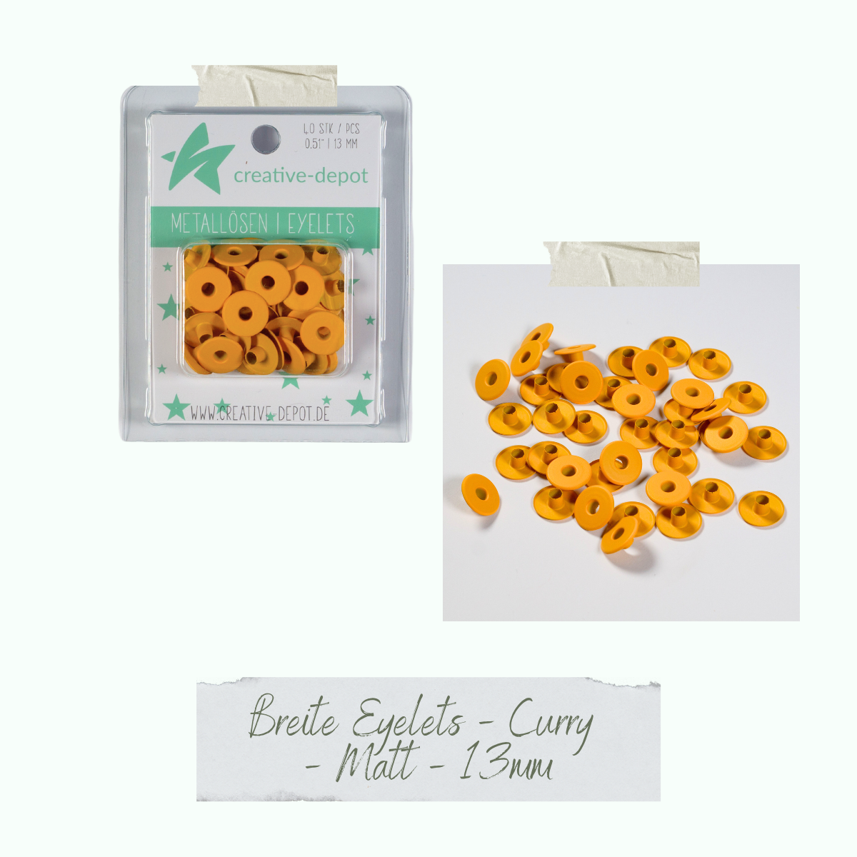 Breite Eyelets - Curry - Matt - 13 mm